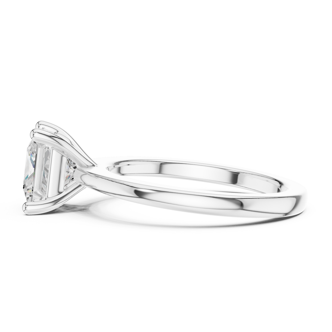 Princess Cut Solitaire Engagement Ring with Plain Band