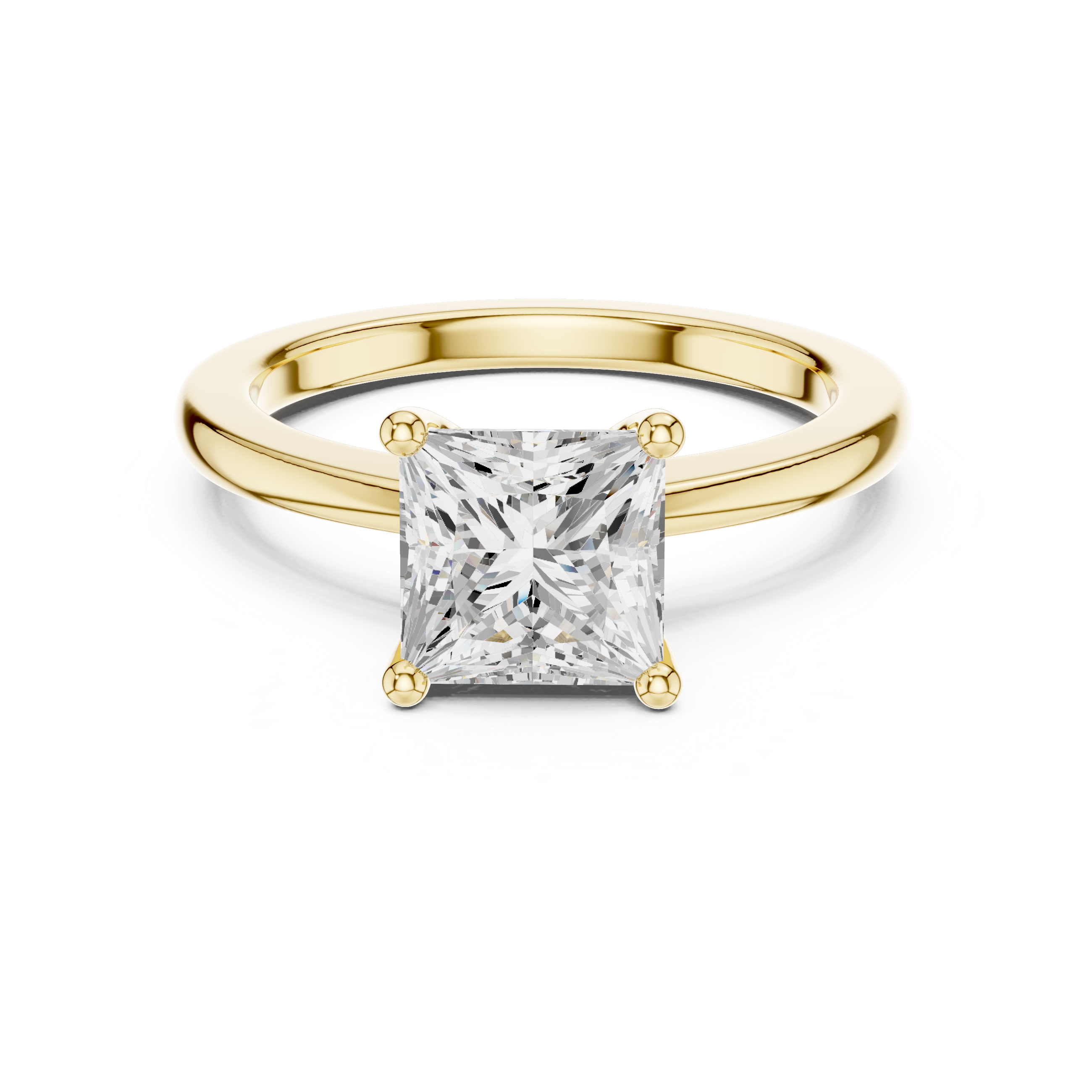 Princess Cut Solitaire Engagement Ring with Plain Band
