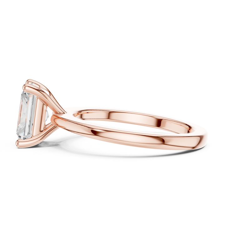 Radiant Cut Solitaire Engagement Ring with Plain Band