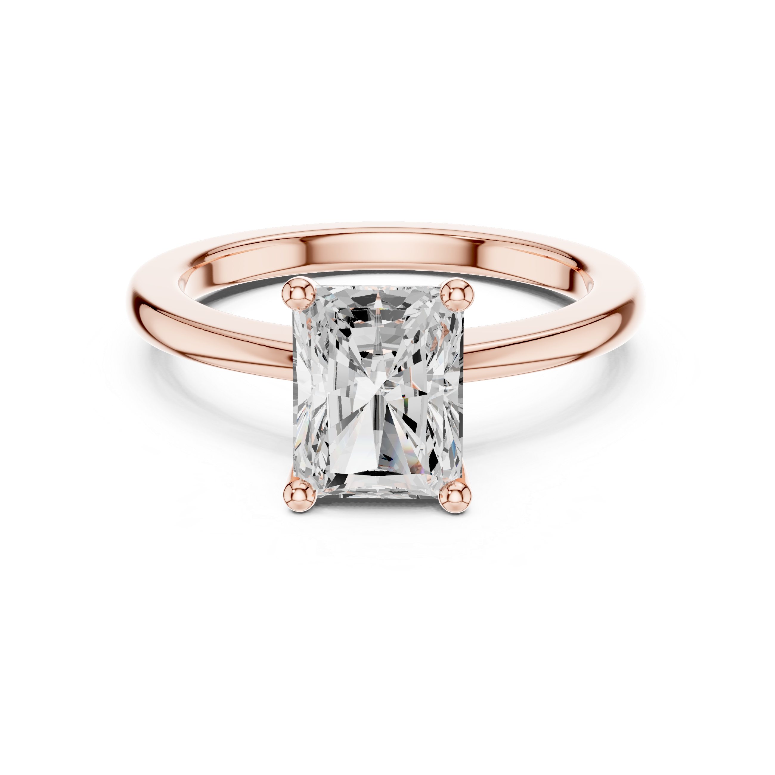 Radiant Cut Solitaire Engagement Ring with Plain Band