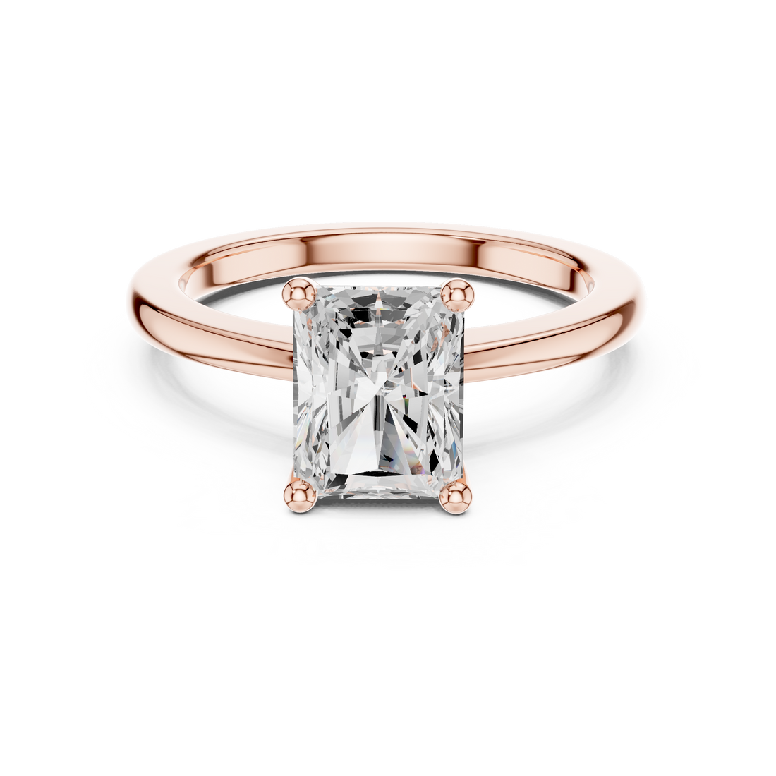 Radiant Cut Solitaire Engagement Ring with Plain Band