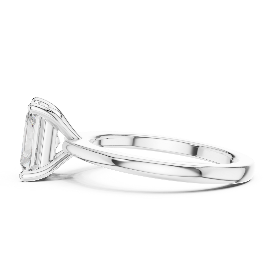 Radiant Cut Solitaire Engagement Ring with Plain Band