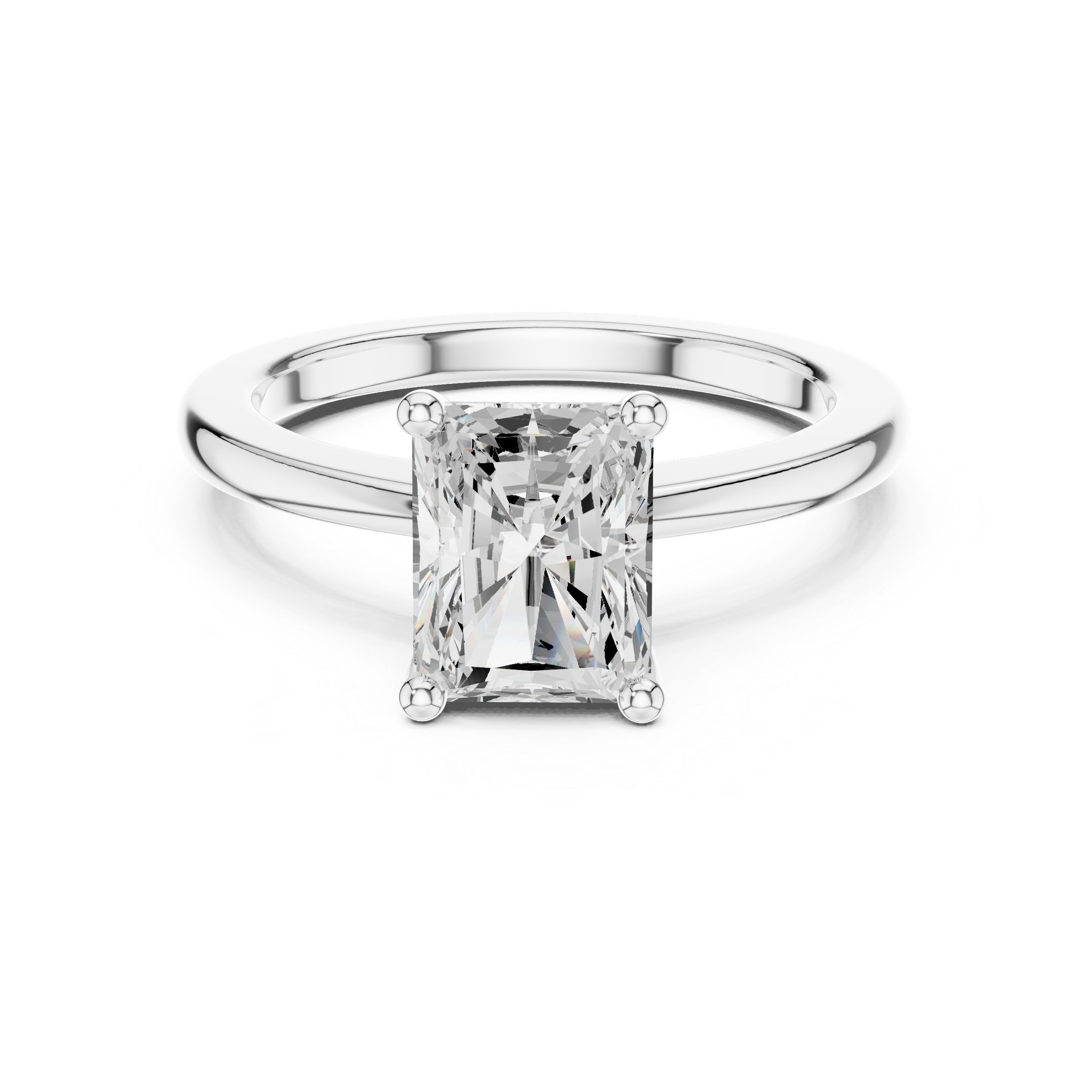 Radiant Cut Solitaire Engagement Ring with Plain Band