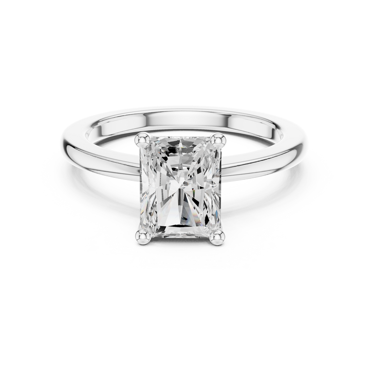 Radiant Cut Solitaire Engagement Ring with Plain Band