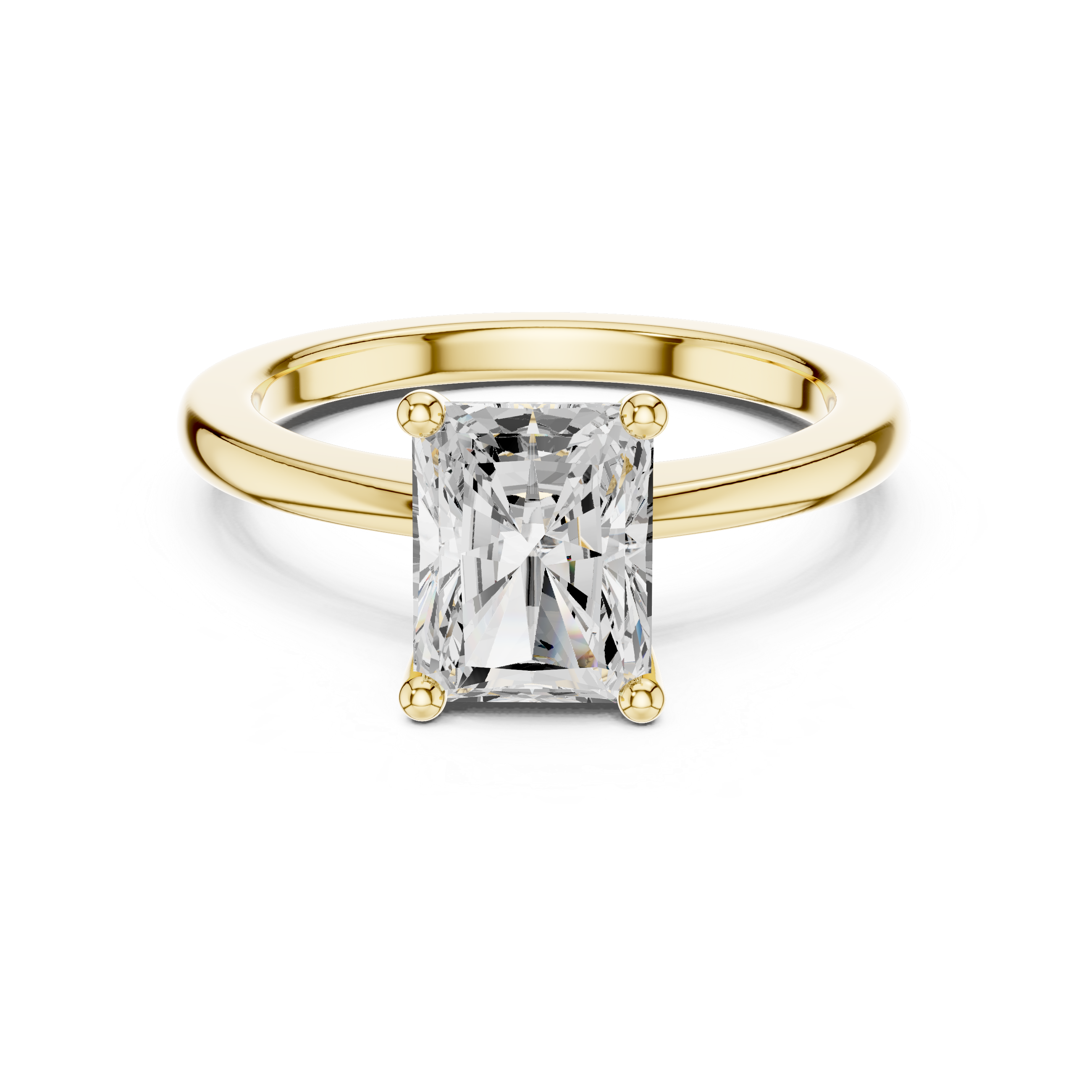 Radiant Cut Solitaire Engagement Ring with Plain Band
