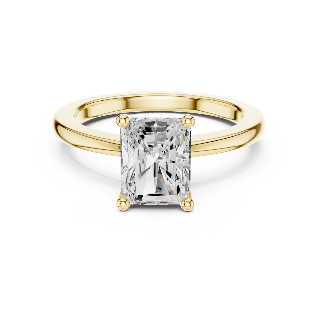Radiant Cut Solitaire Engagement Ring with Plain Band
