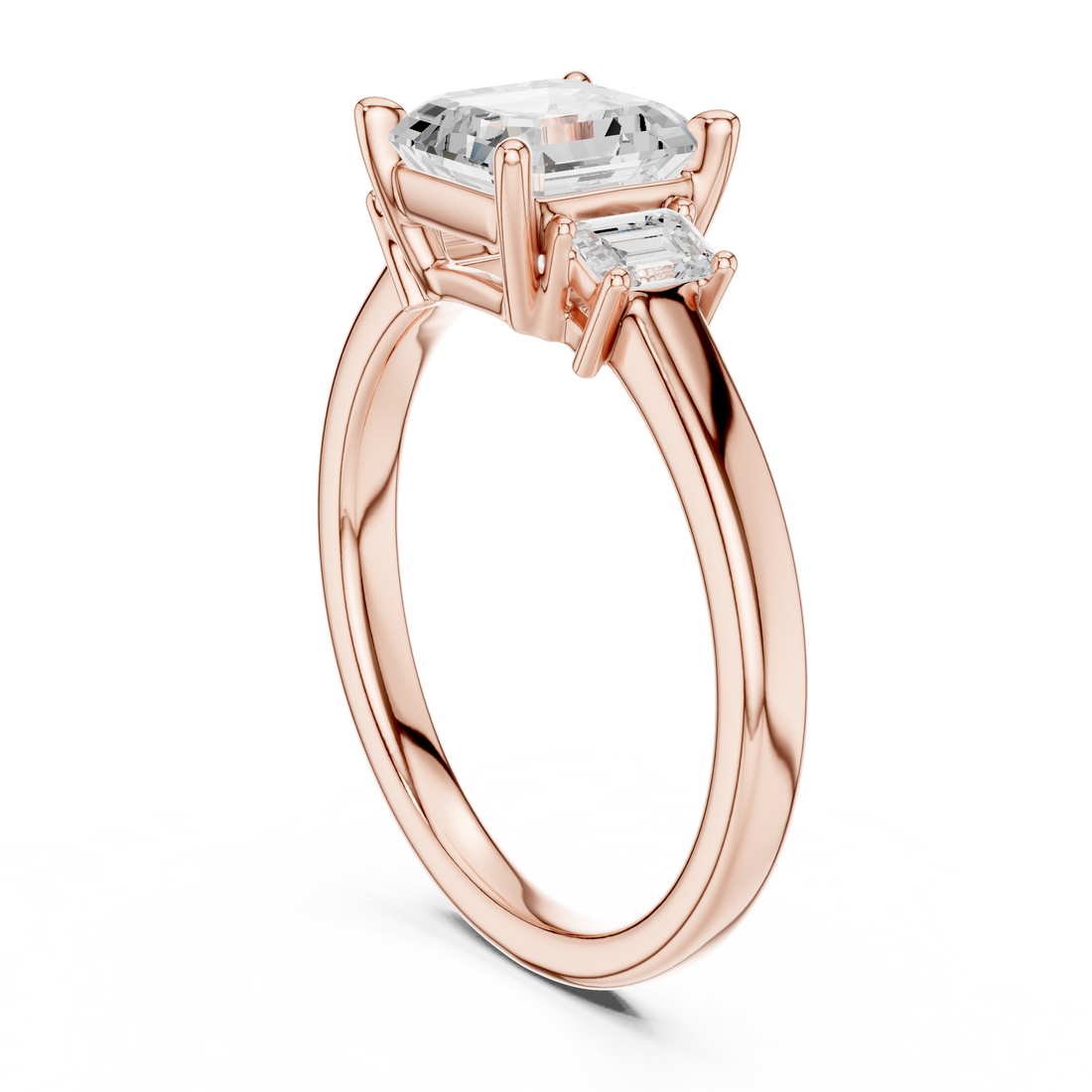 Asscher Engagement Trilogy Ring