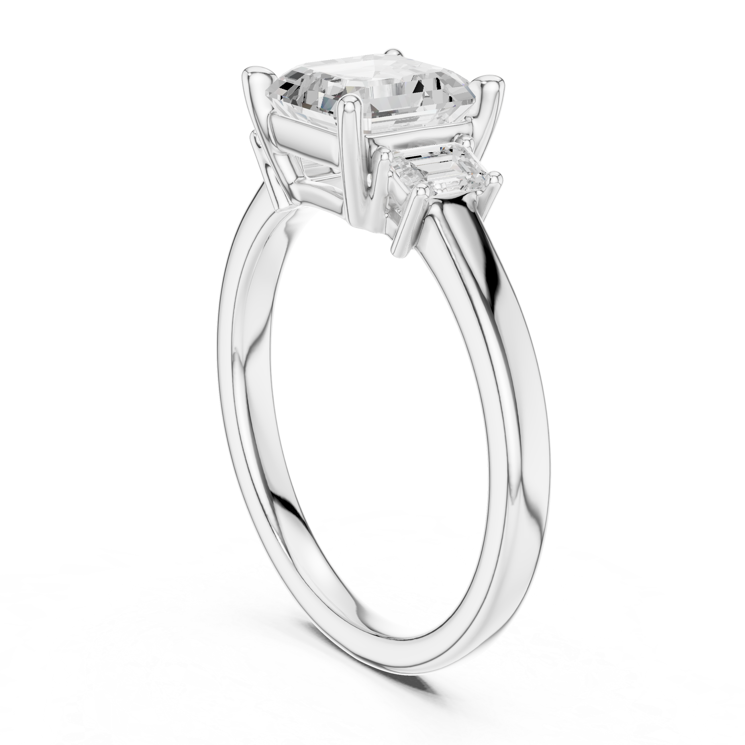 Asscher Engagement Trilogy Ring