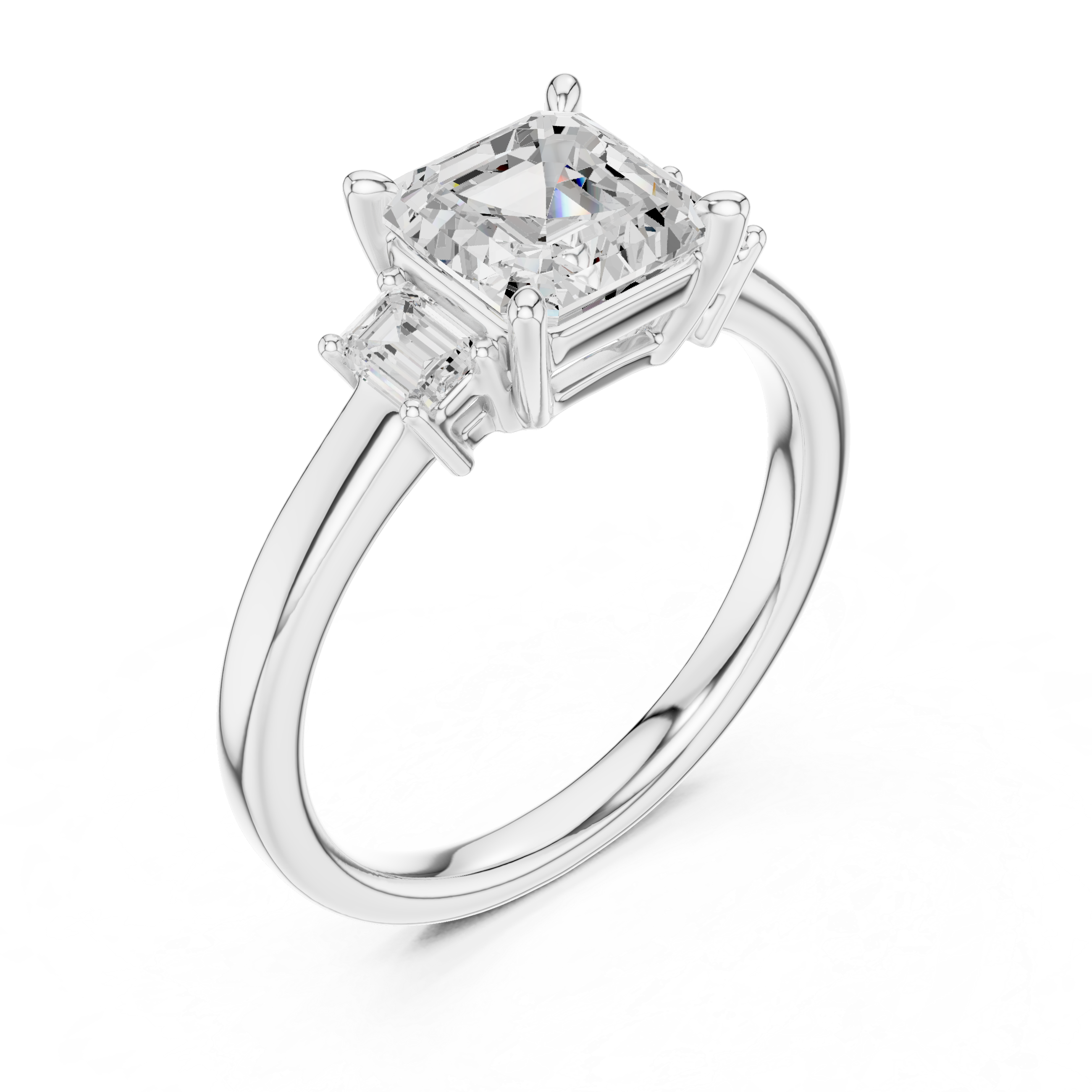 Asscher Engagement Trilogy Ring