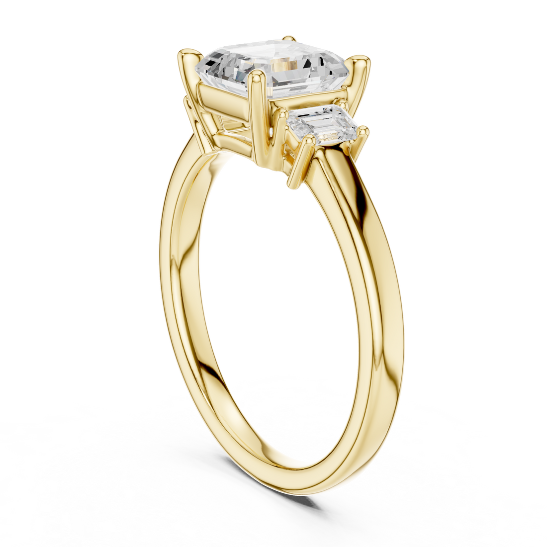 Asscher Engagement Trilogy Ring