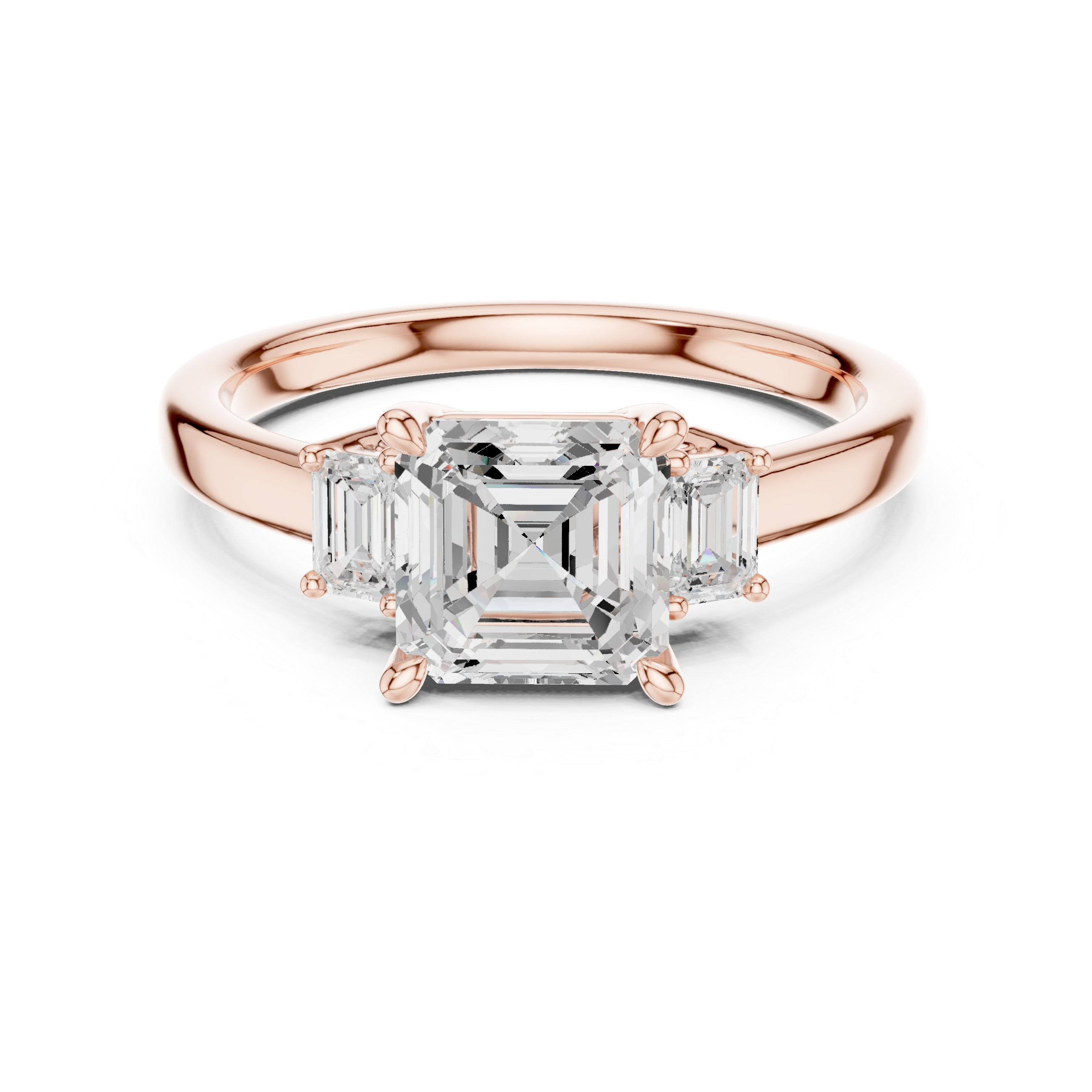 Asscher Engagement Trilogy Ring