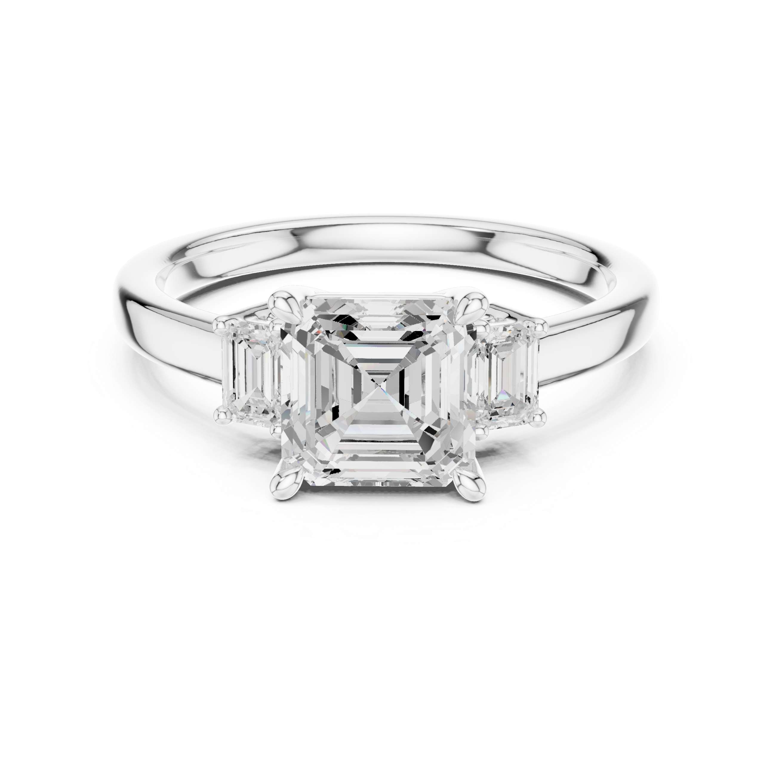Asscher Engagement Trilogy Ring