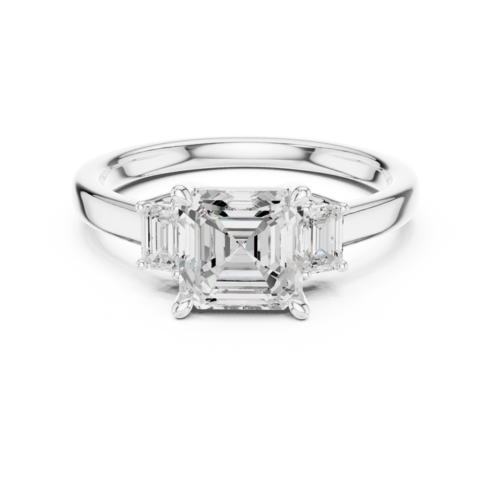 Asscher Engagement Trilogy Ring