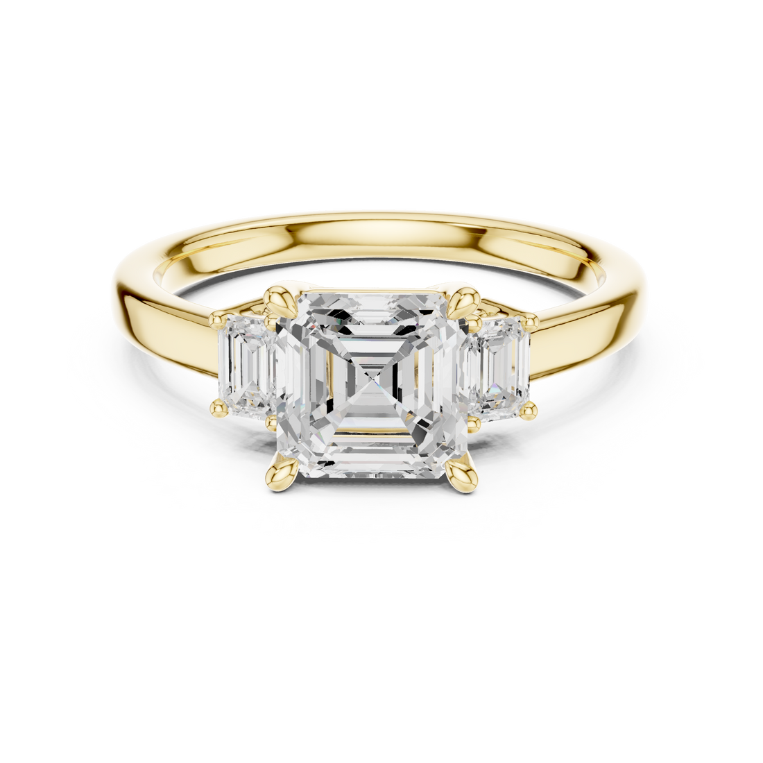 Asscher Engagement Trilogy Ring
