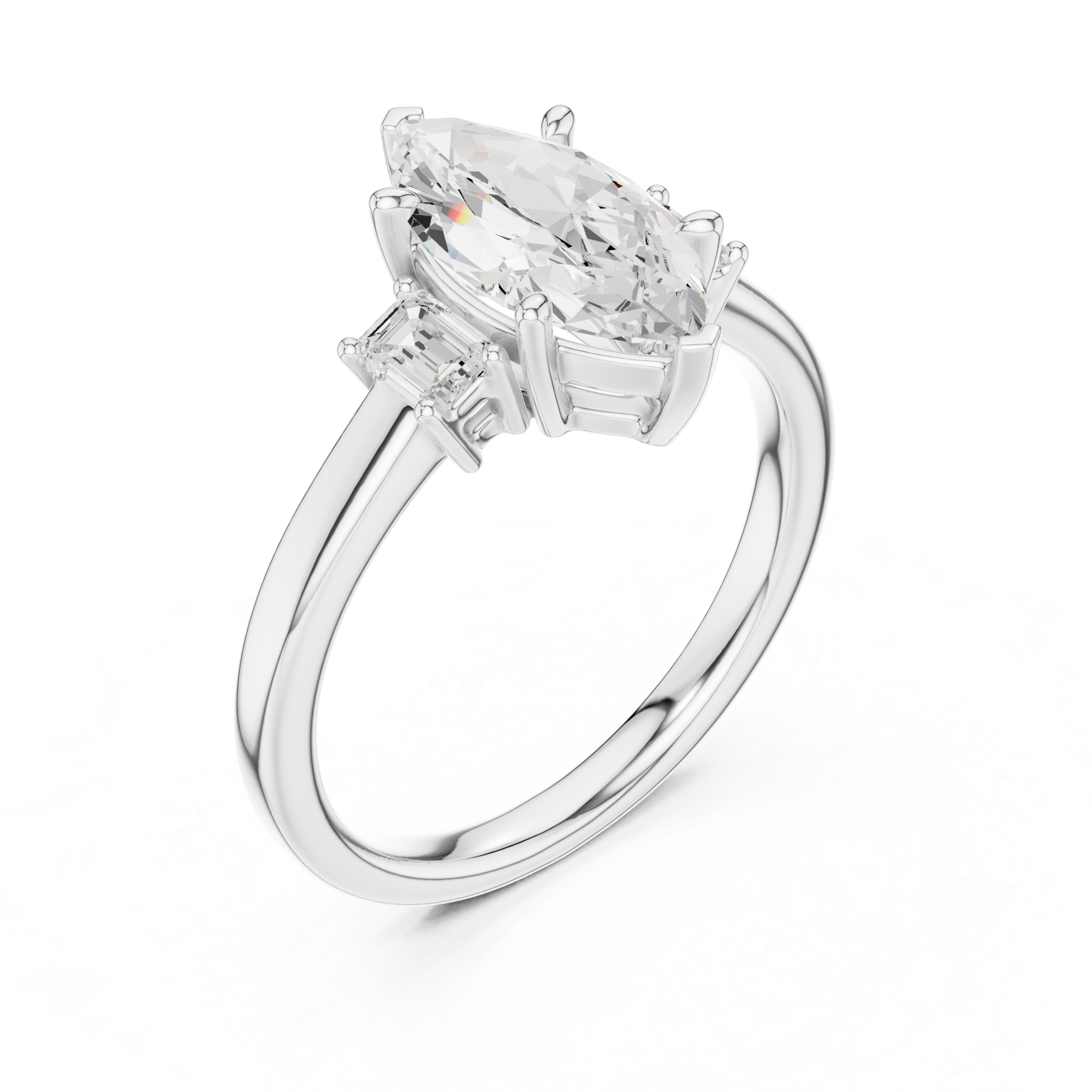Marquise Engagement Trilogy Ring