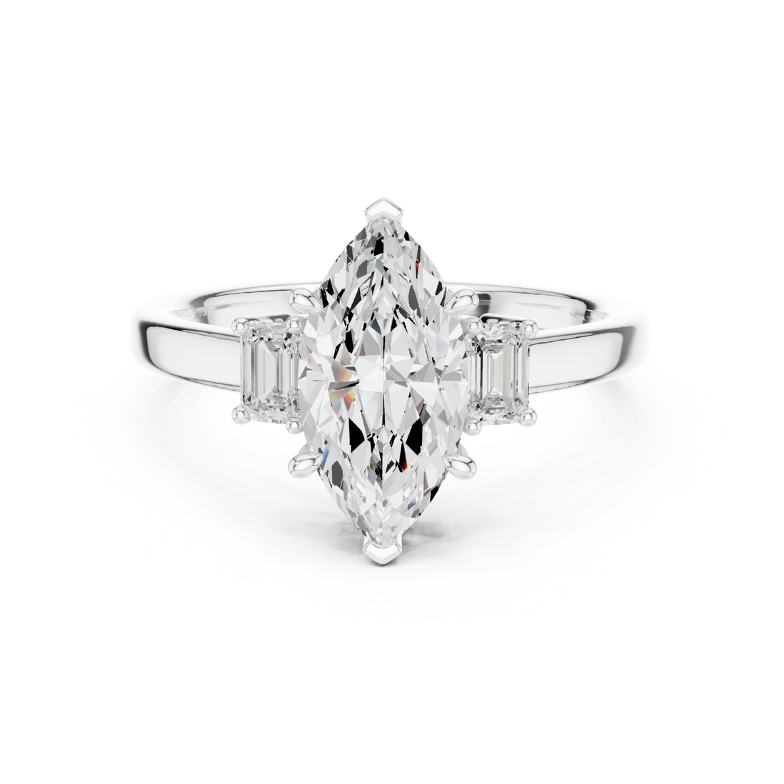 Marquise Engagement Trilogy Ring