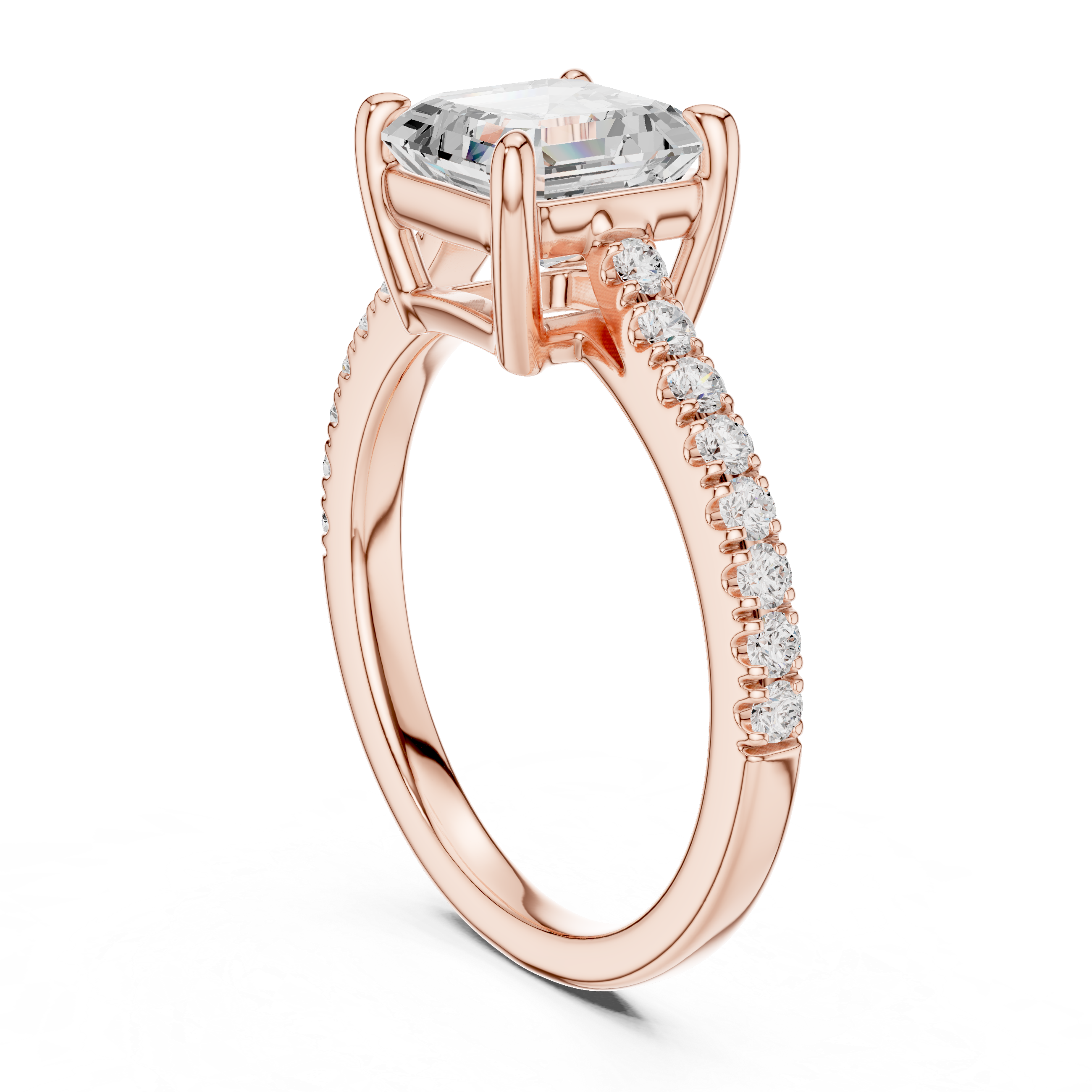 Asscher Engagement Pavé Ring