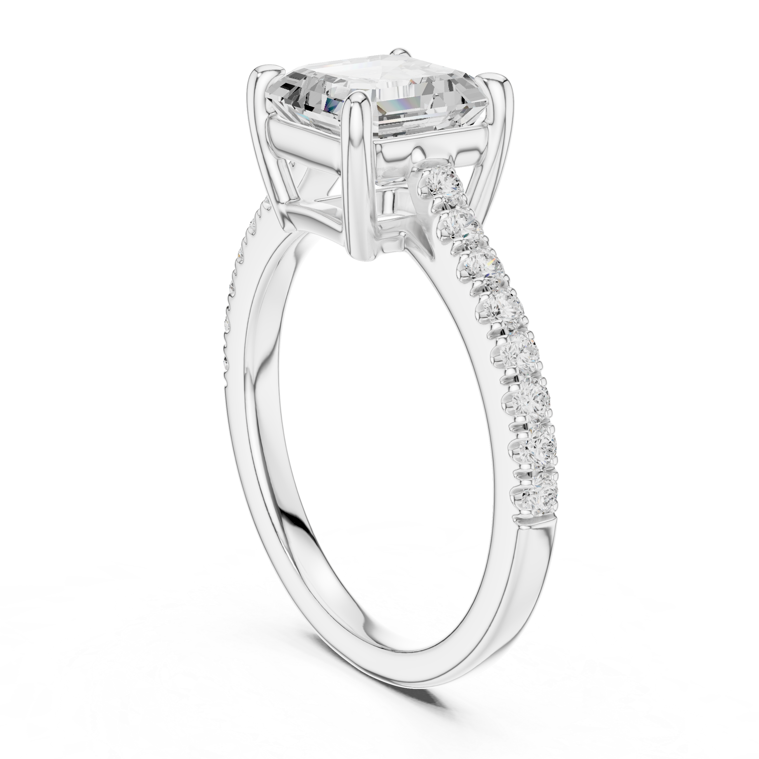 Asscher Engagement Pavé Ring