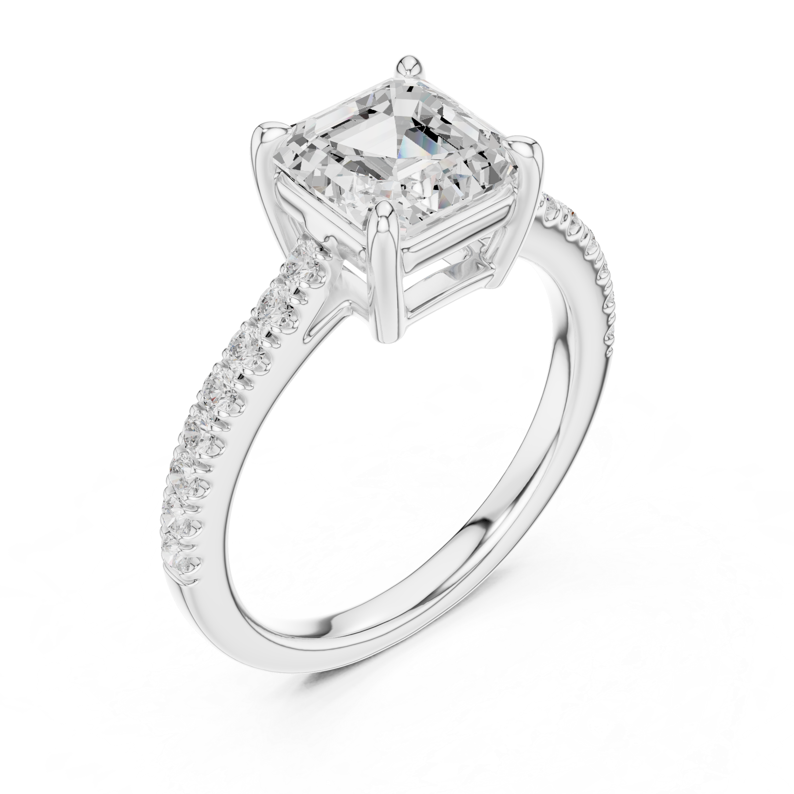 Asscher Engagement Pavé Ring