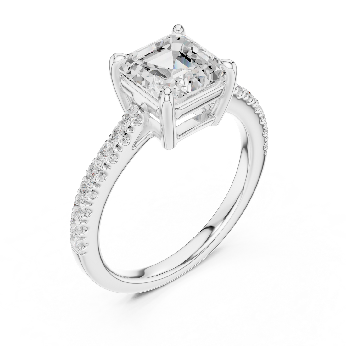 Asscher Engagement Pavé Ring