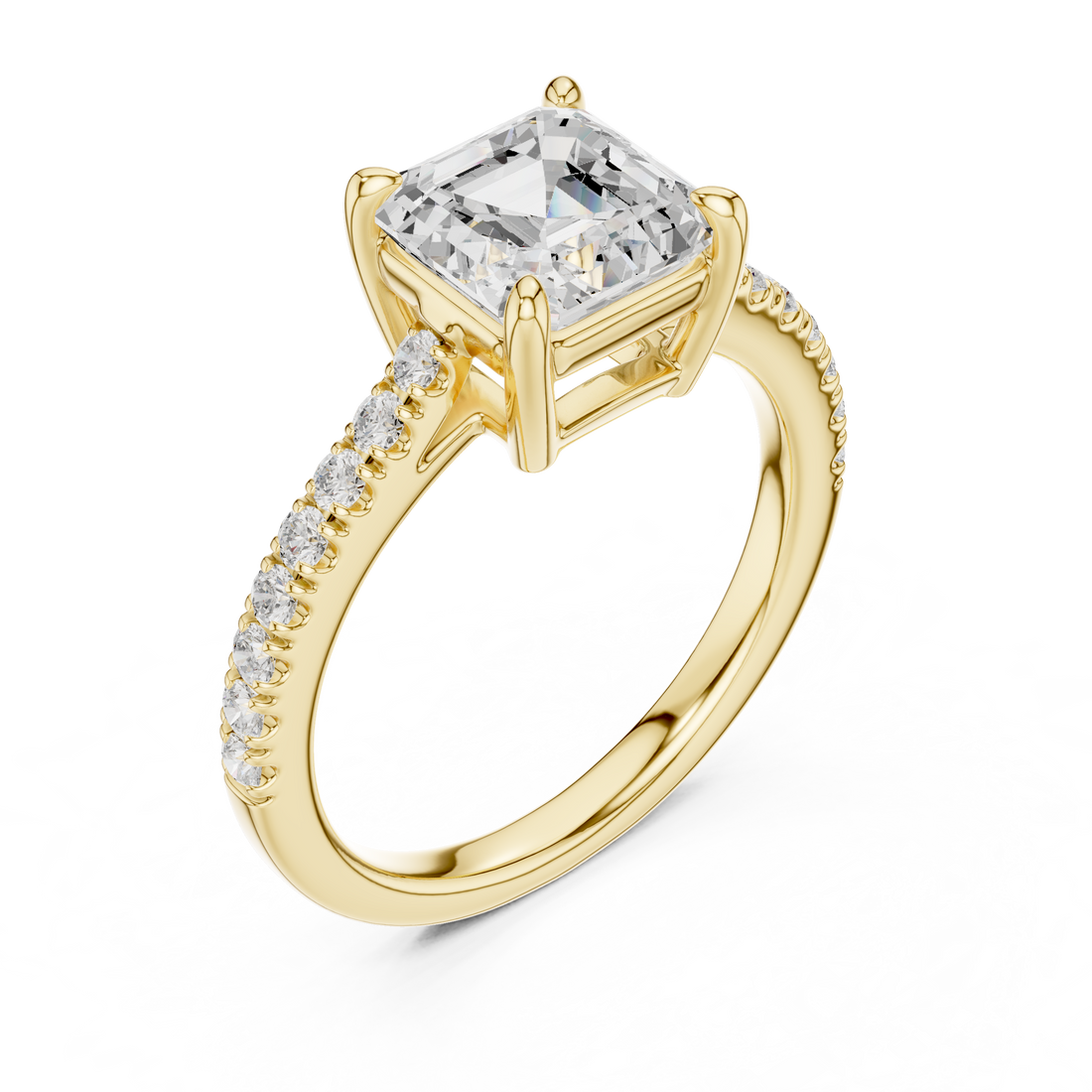 Asscher Engagement Pavé Ring