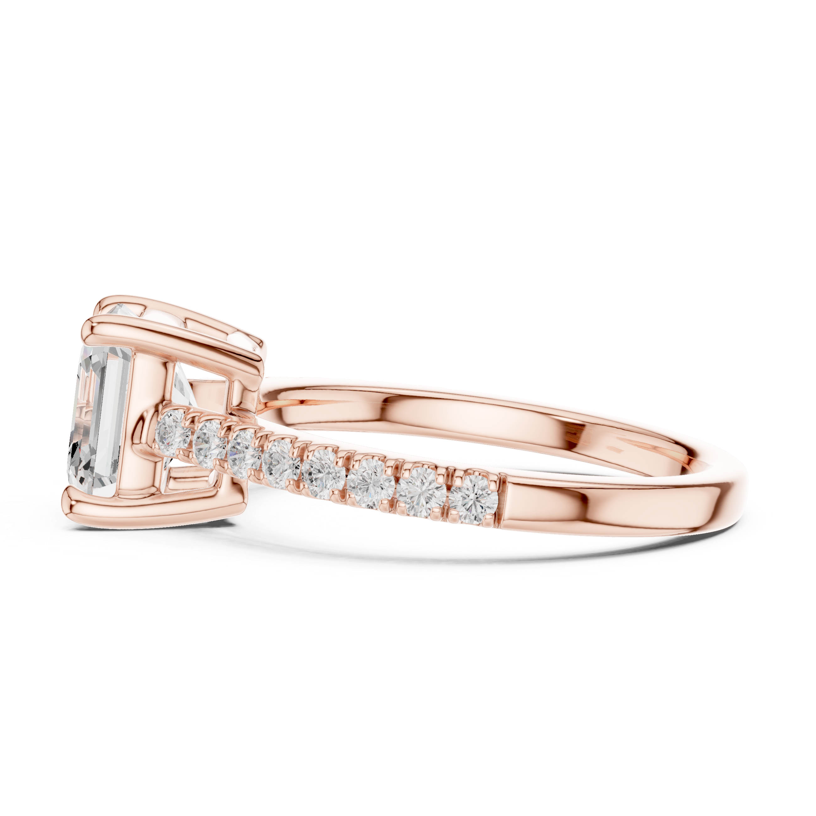 Asscher Engagement Pavé Ring