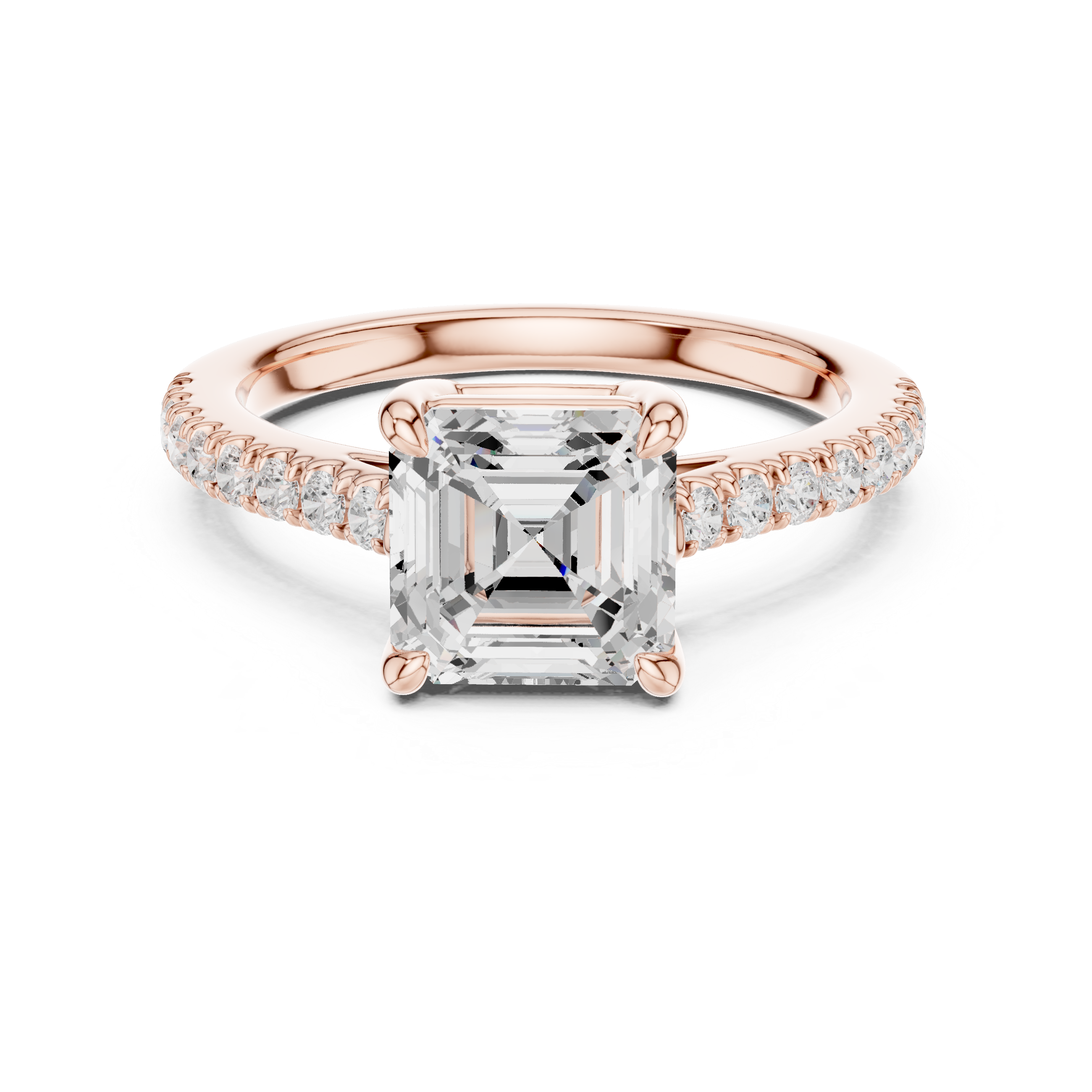 Asscher Engagement Pavé Ring