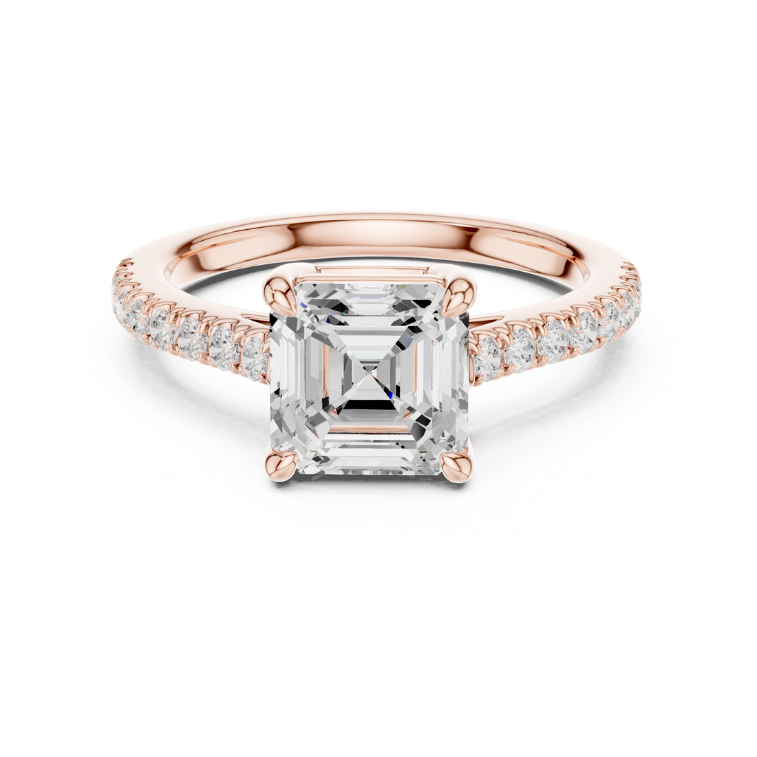 Asscher Engagement Pavé Ring