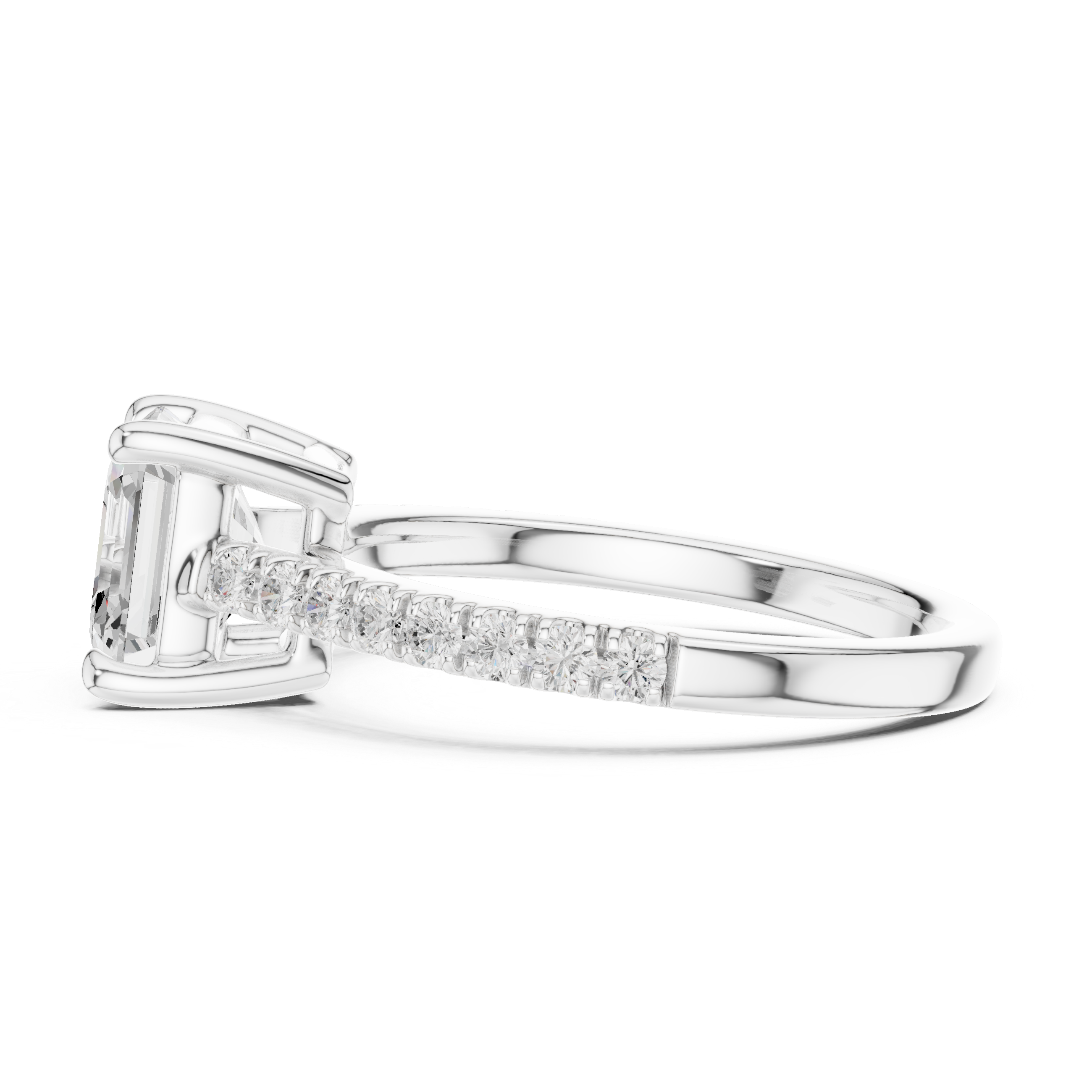 Asscher Engagement Pavé Ring