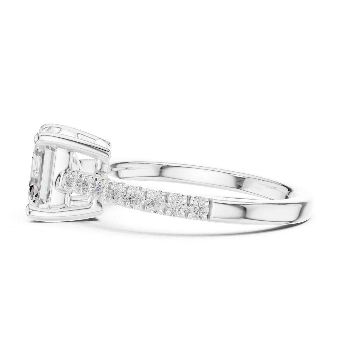 Asscher Engagement Pavé Ring