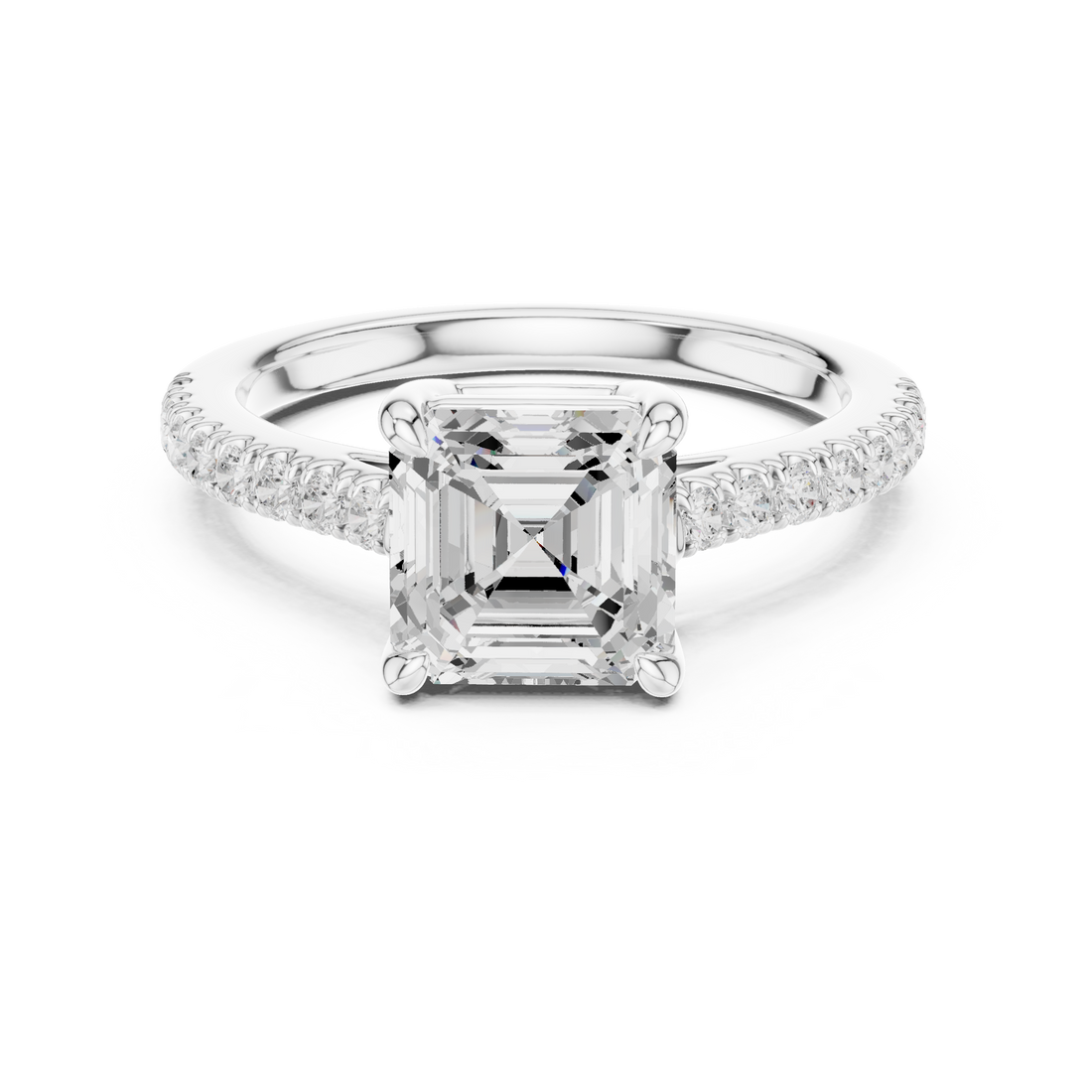 Asscher Engagement Pavé Ring