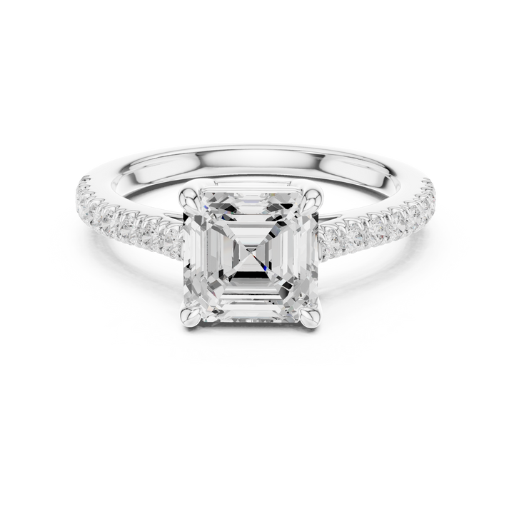 Asscher Engagement Pavé Ring