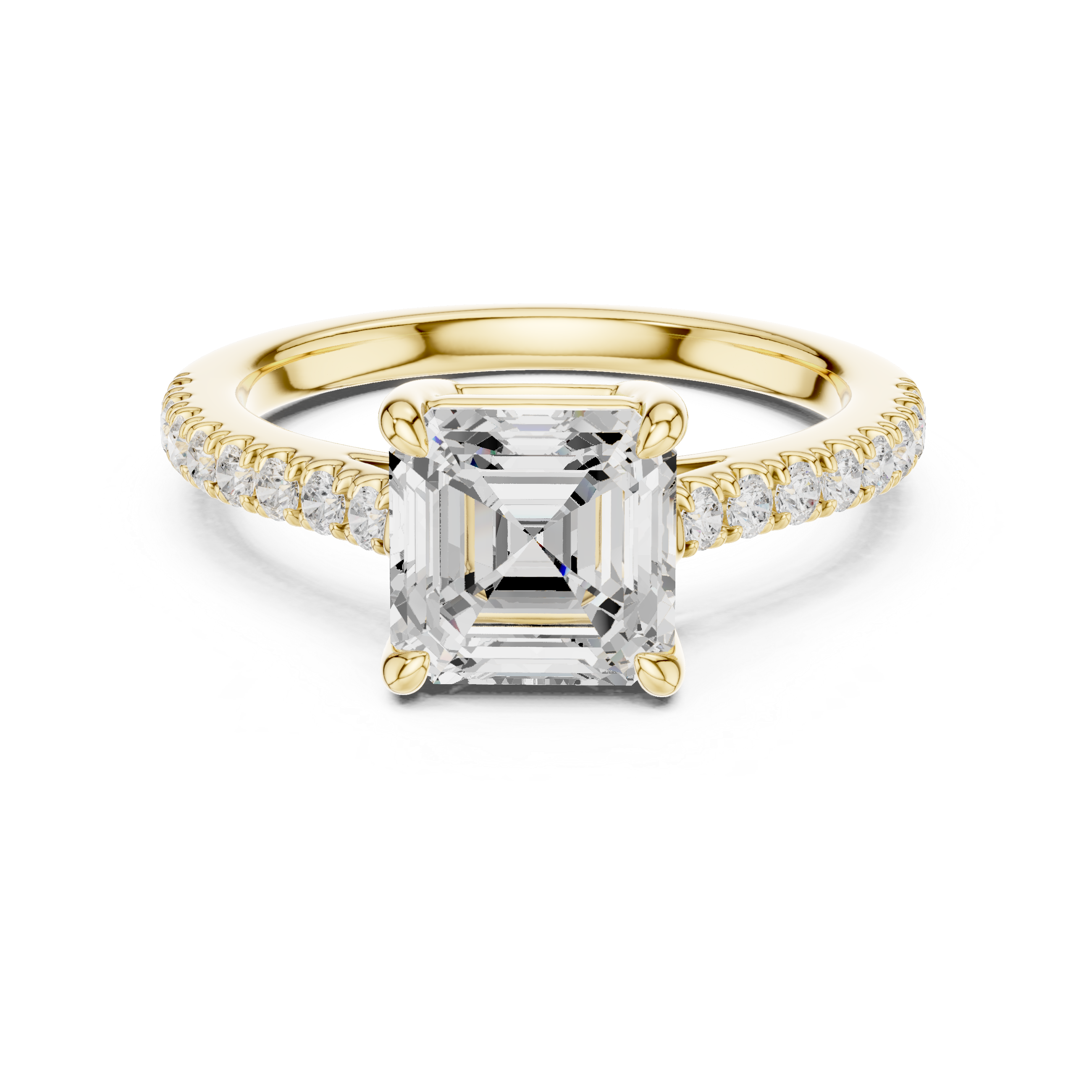 Asscher Engagement Pavé Ring