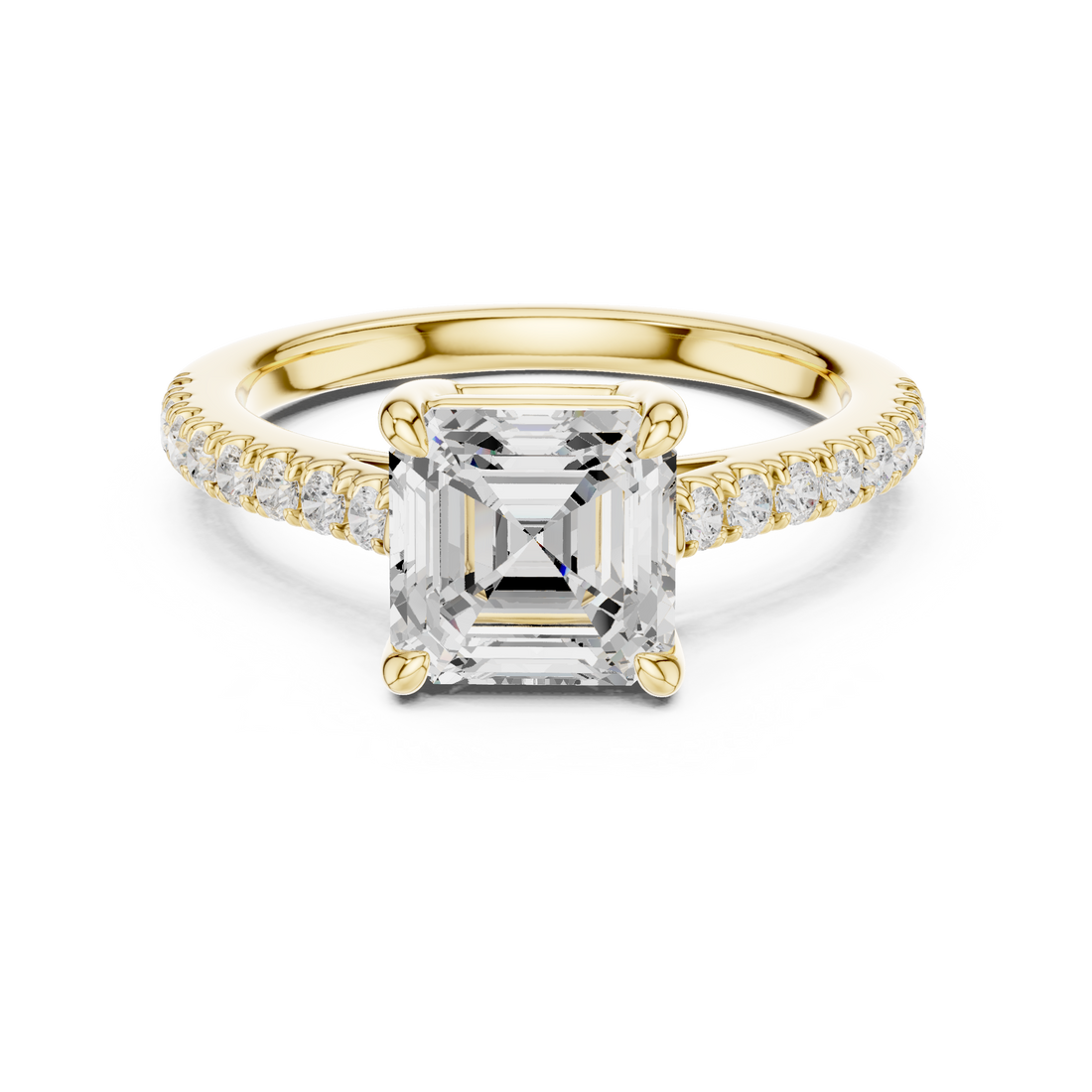 Asscher Engagement Pavé Ring