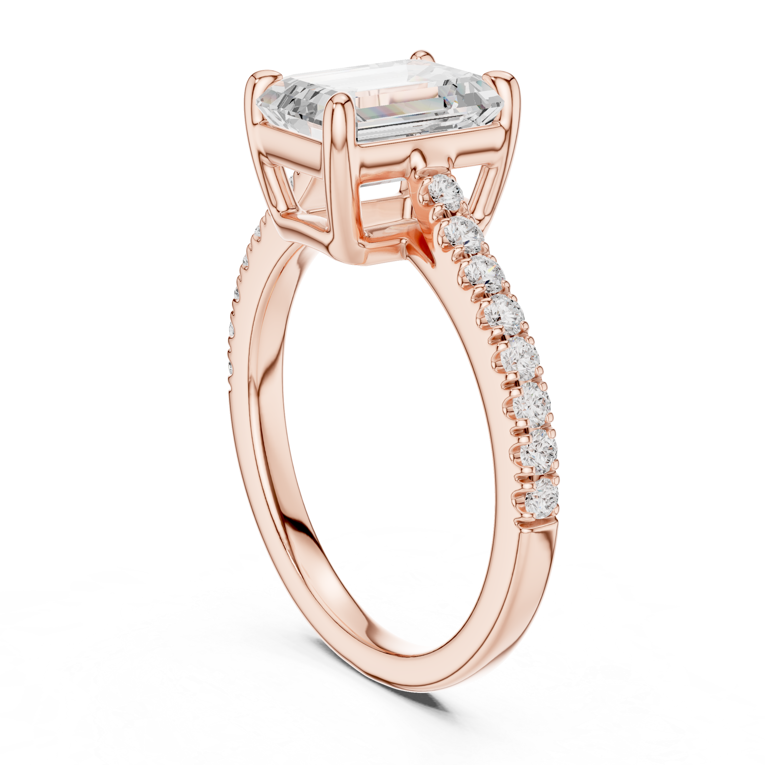 Emerald Engagement Pavé Ring