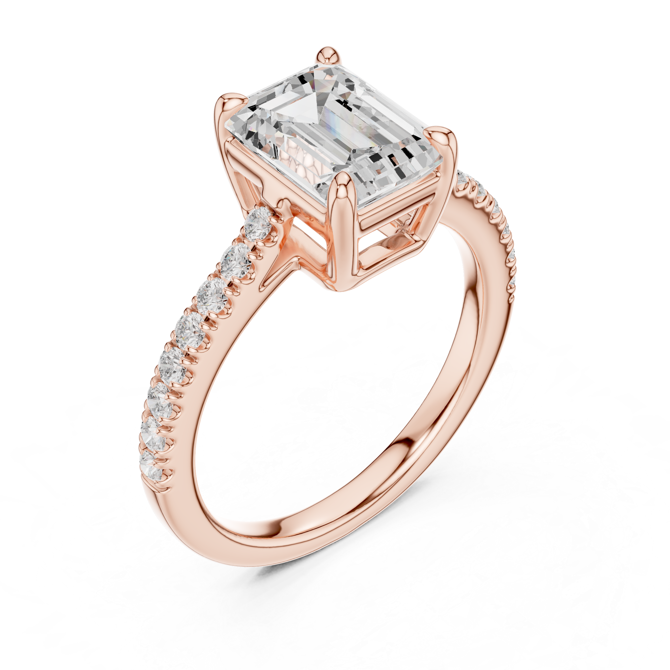 Emerald Engagement Pavé Ring