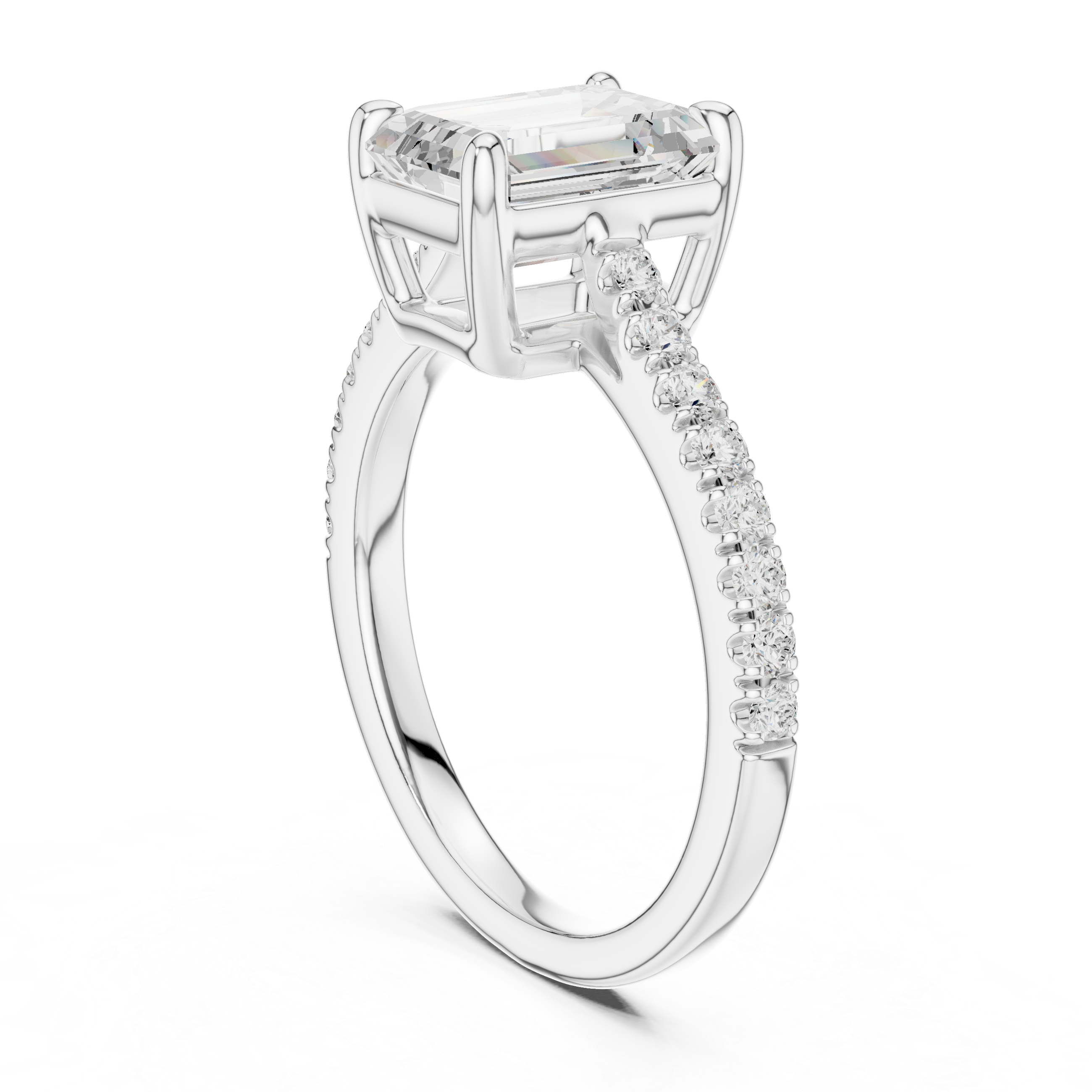Emerald Engagement Pavé Ring