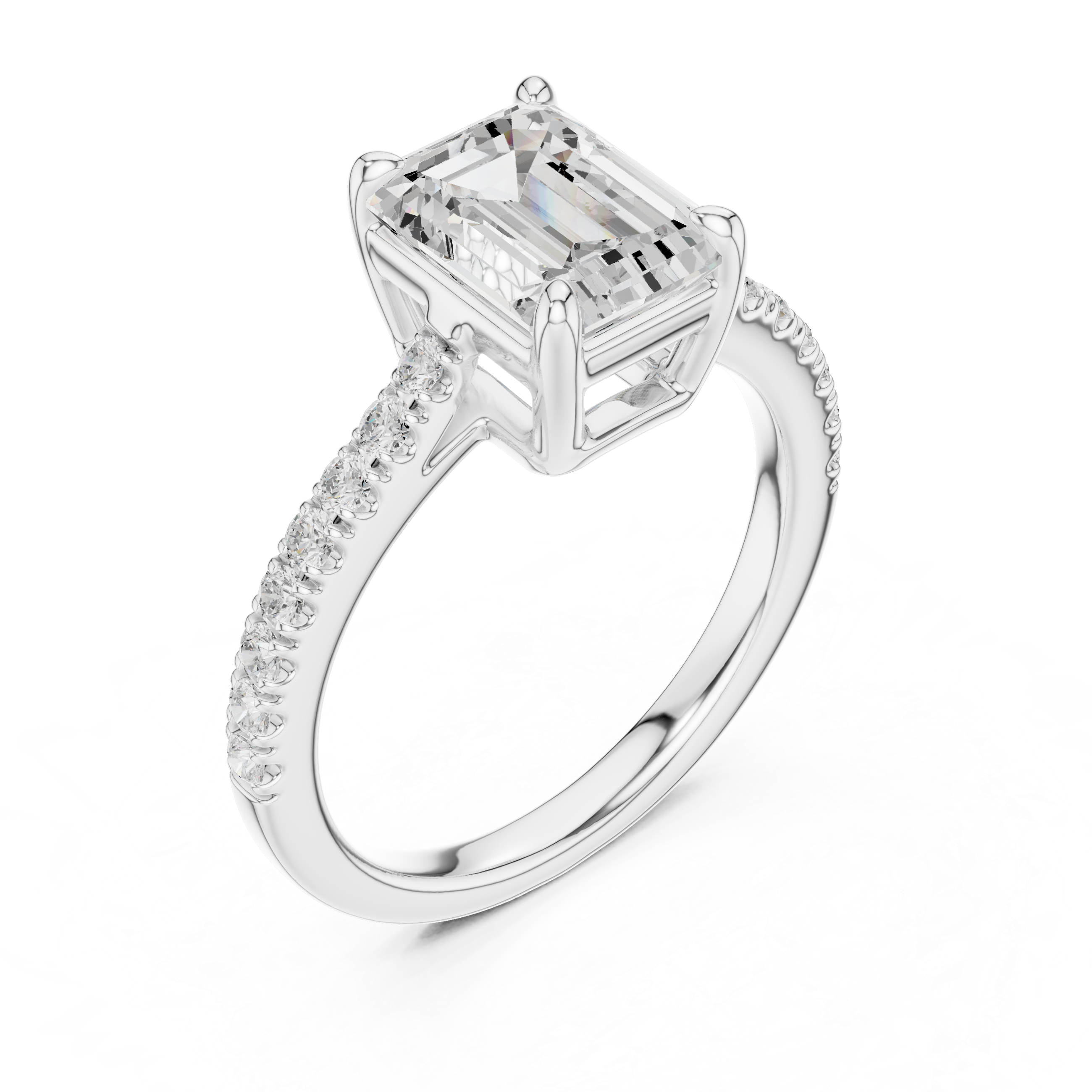 Emerald Engagement Pavé Ring