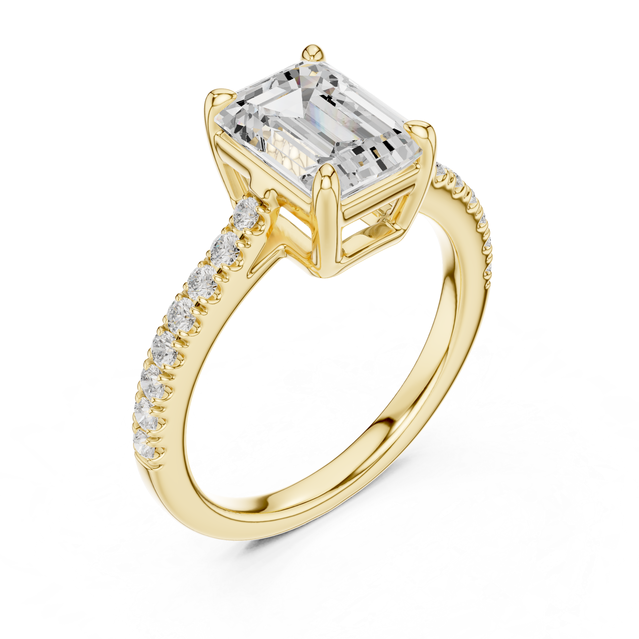Emerald Engagement Pavé Ring