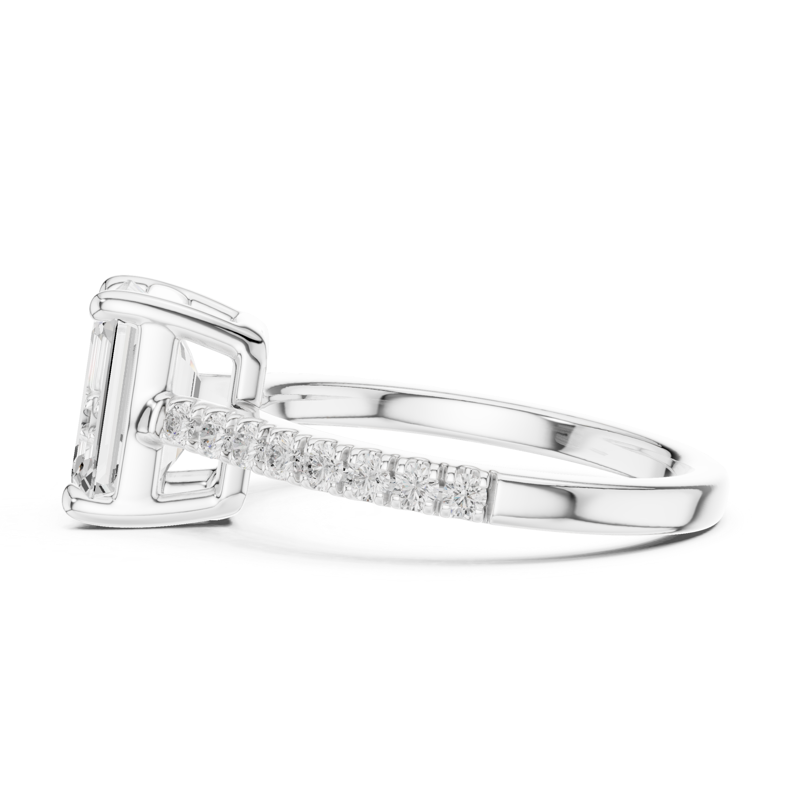 Emerald Engagement Pavé Ring
