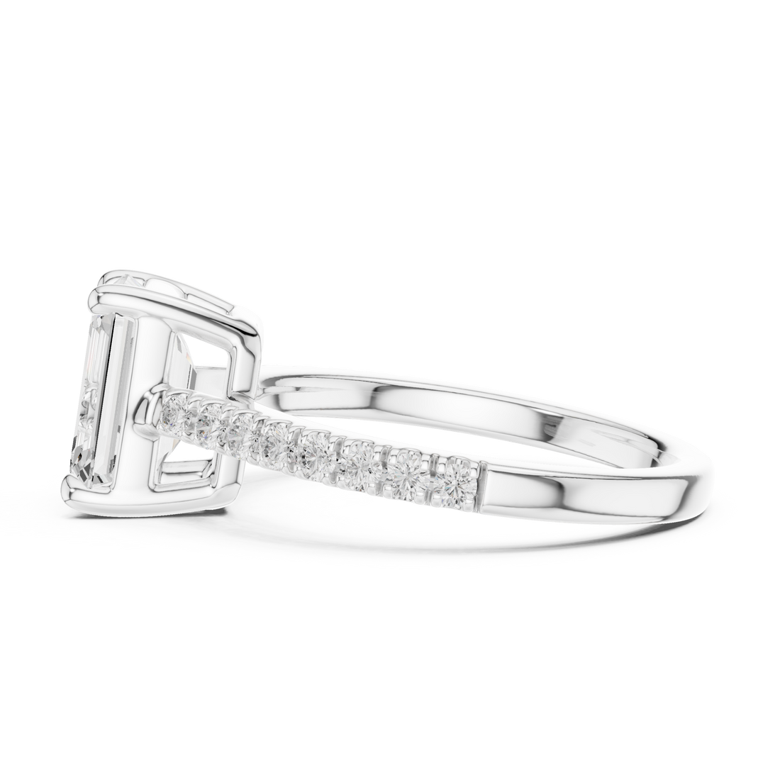 Emerald Engagement Pavé Ring
