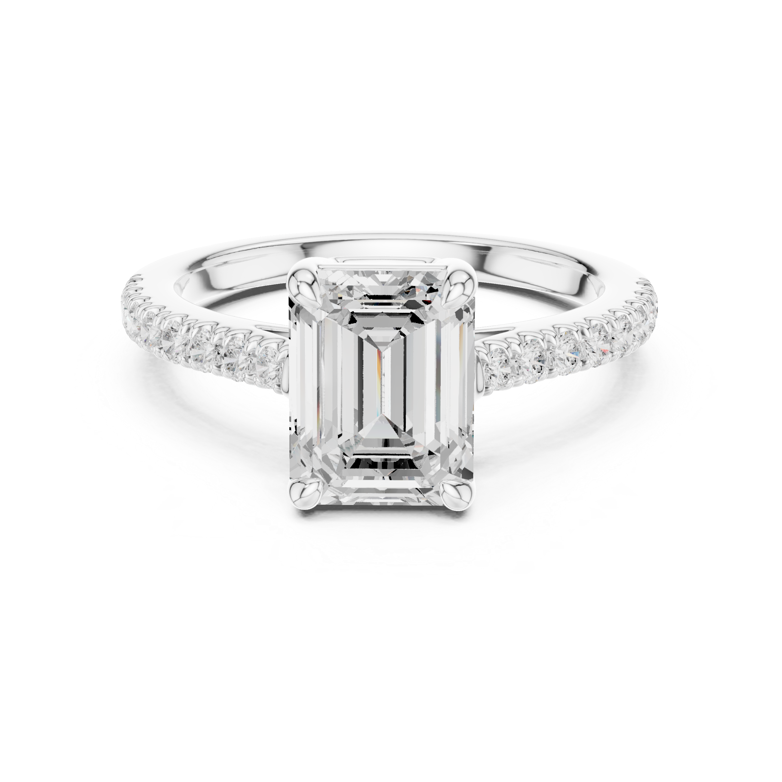 Emerald Engagement Pavé Ring