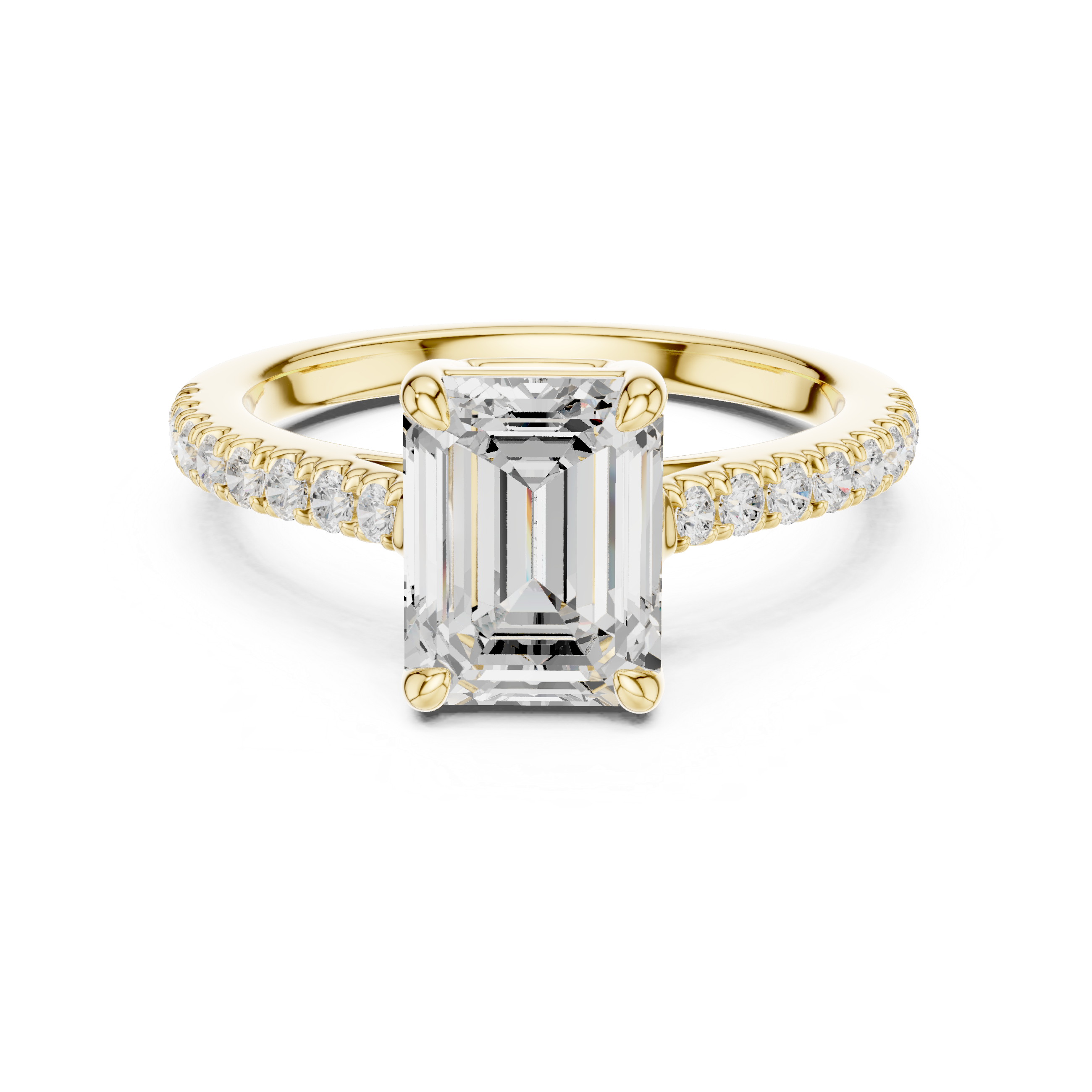 Emerald Engagement Pavé Ring