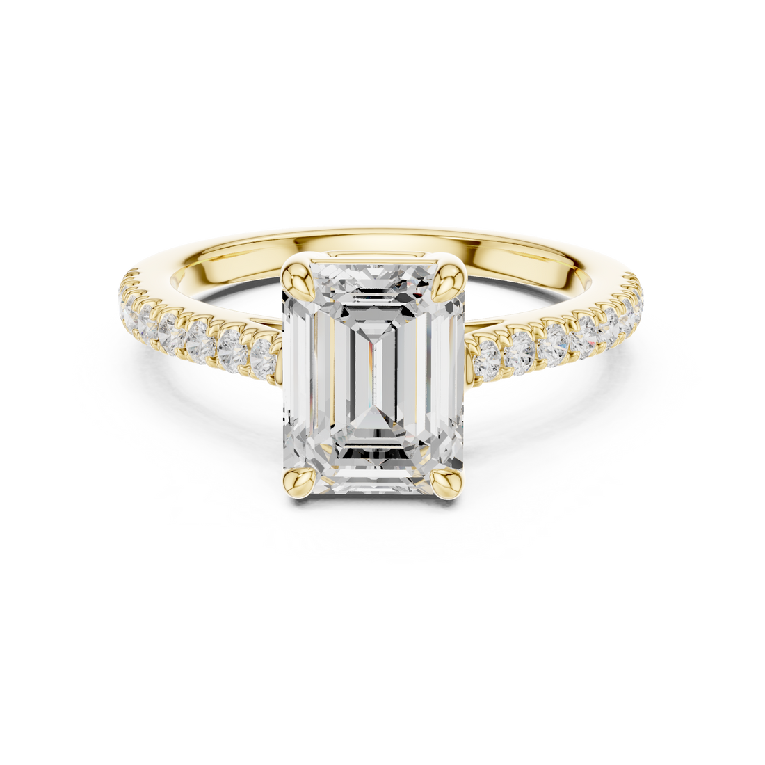 Emerald Engagement Pavé Ring