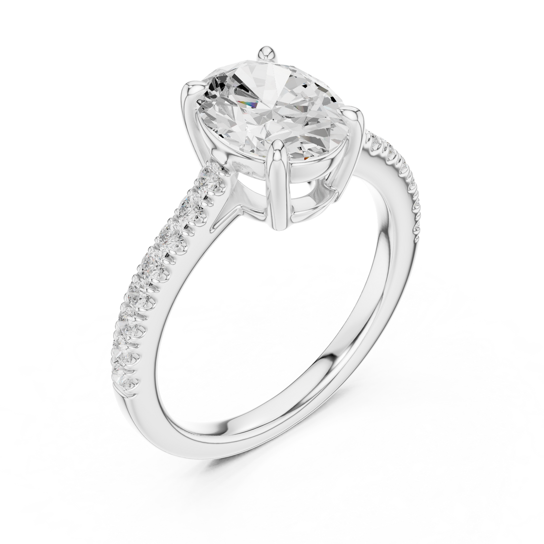 Oval Engagement Pavé Ring