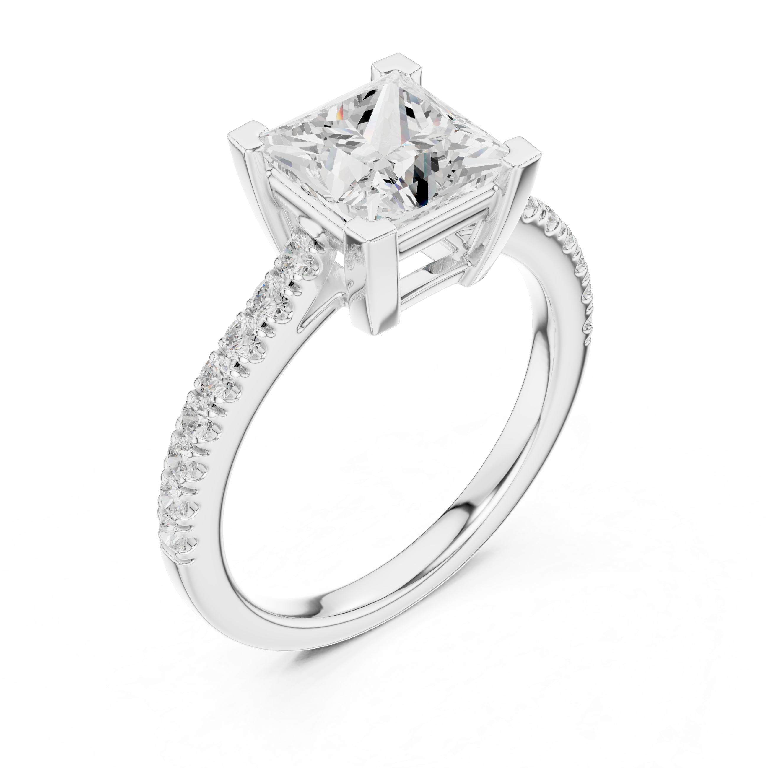 Princess Engagement Pavé Ring