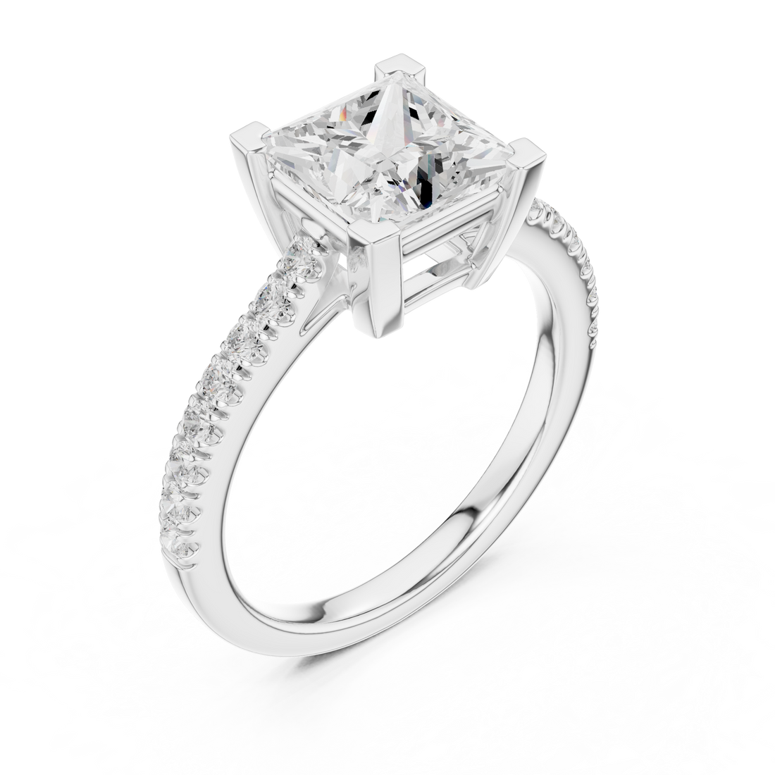 Princess Engagement Pavé Ring