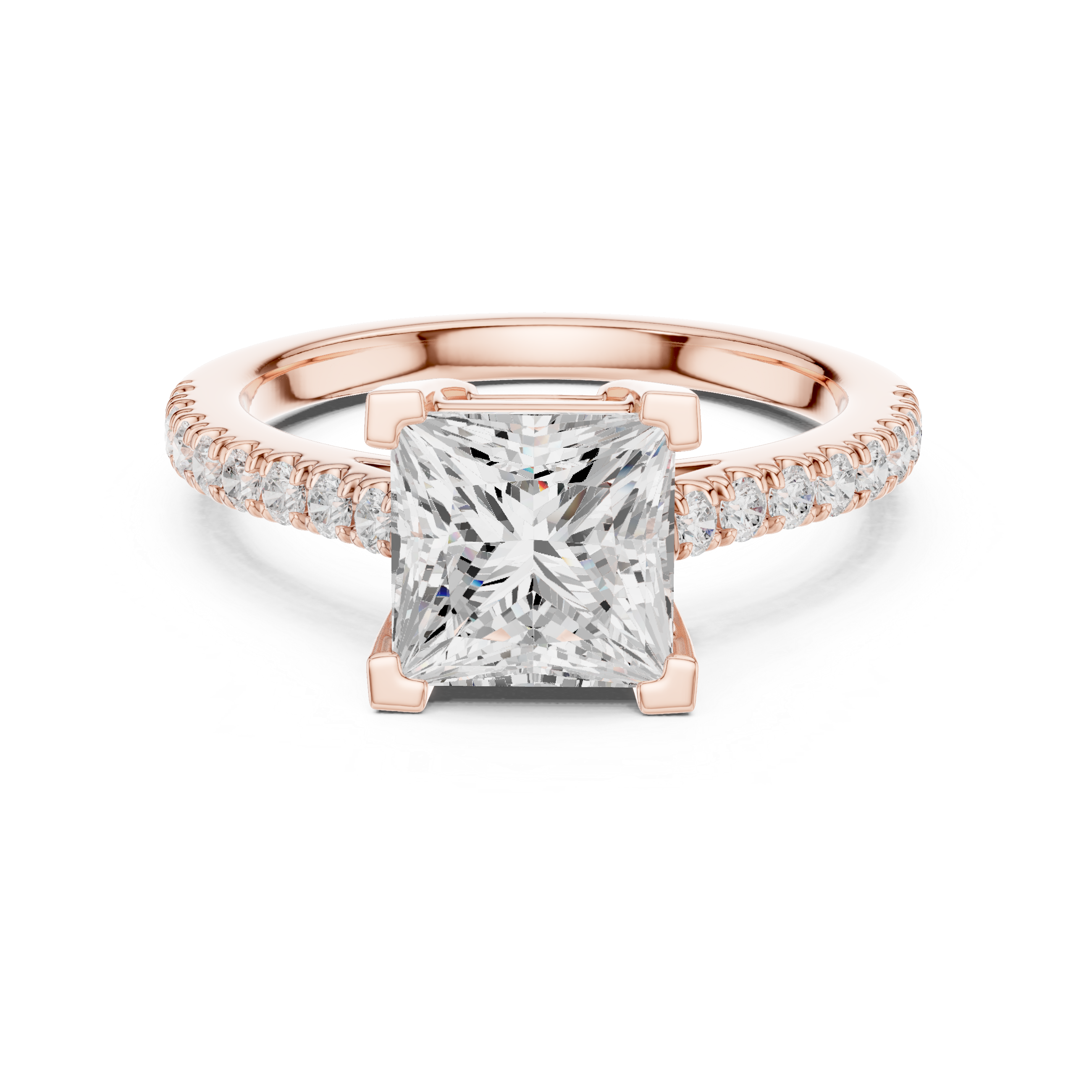 Princess Engagement Pavé Ring