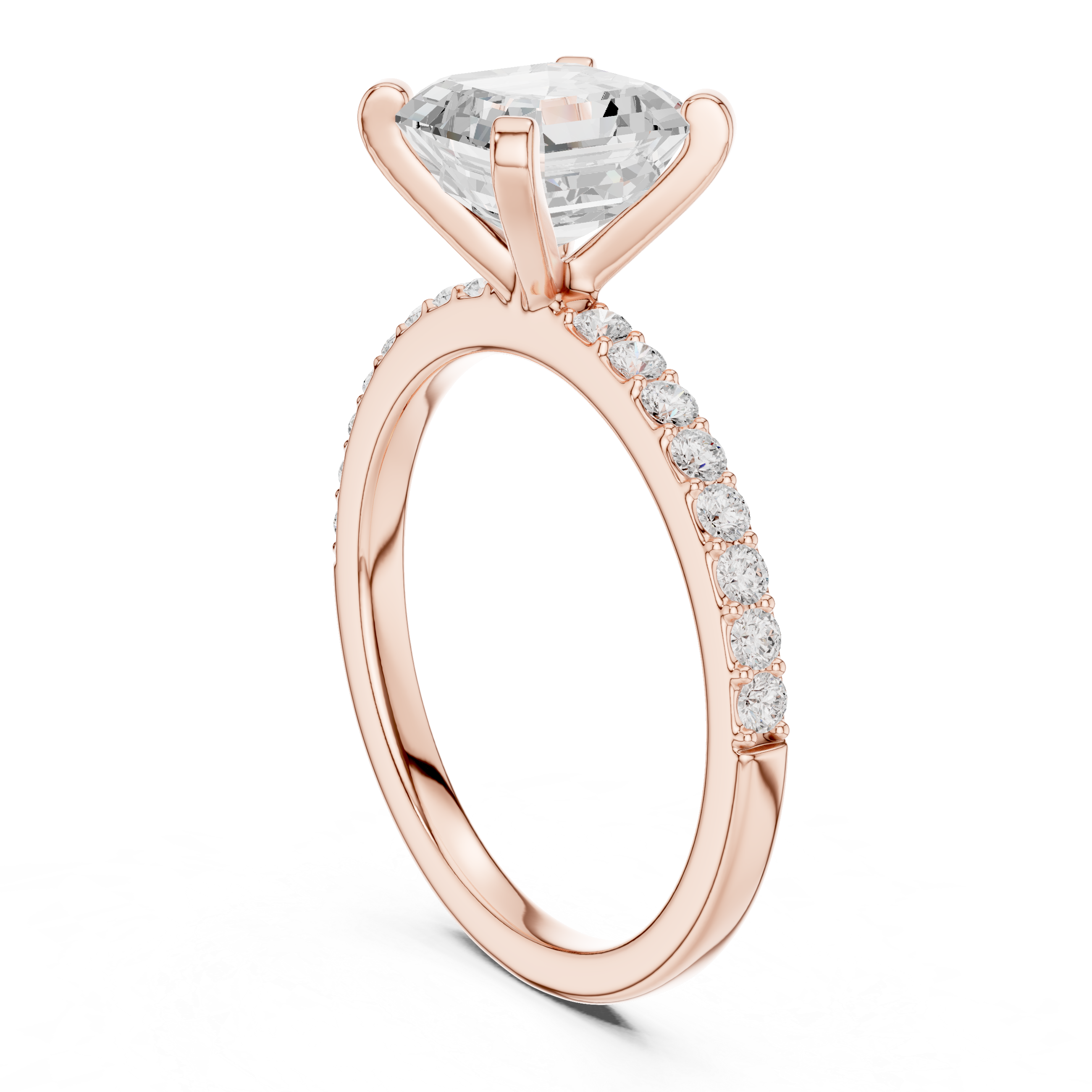 Timeless Asscher-Cut Pavé Solitaire Ring