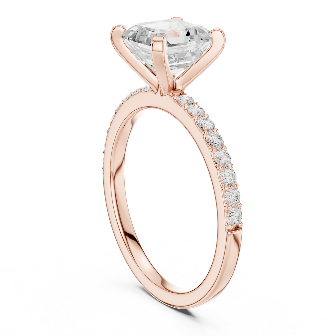 Timeless Asscher-Cut Pavé Solitaire Ring